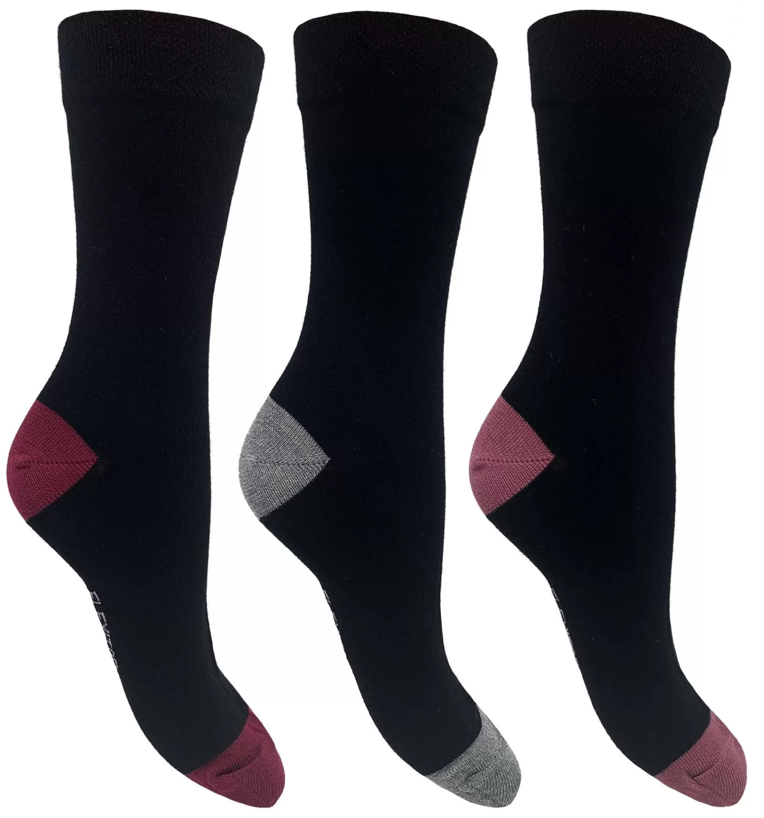 Flexitop Socks | 3 Pack Womens Bamboo Socks - Coloured Heel