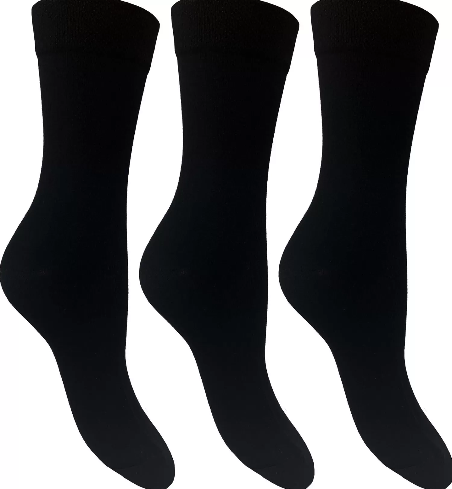 Flexitop Socks | 3 Pack Womens Bamboo Socks - Plain Black