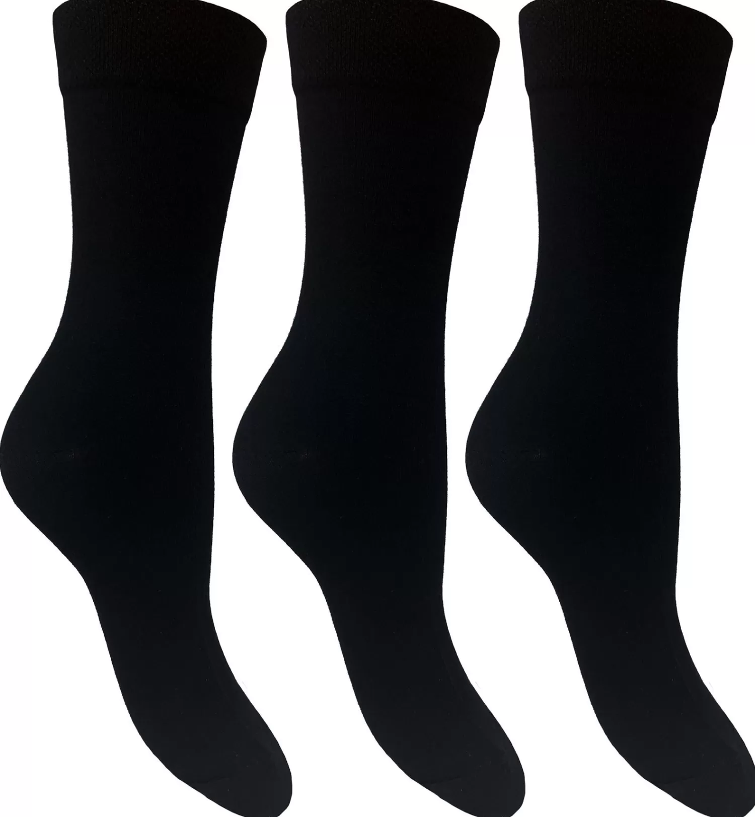 Flexitop Socks | 3 Pack Womens Cotton Rich Socks - Black