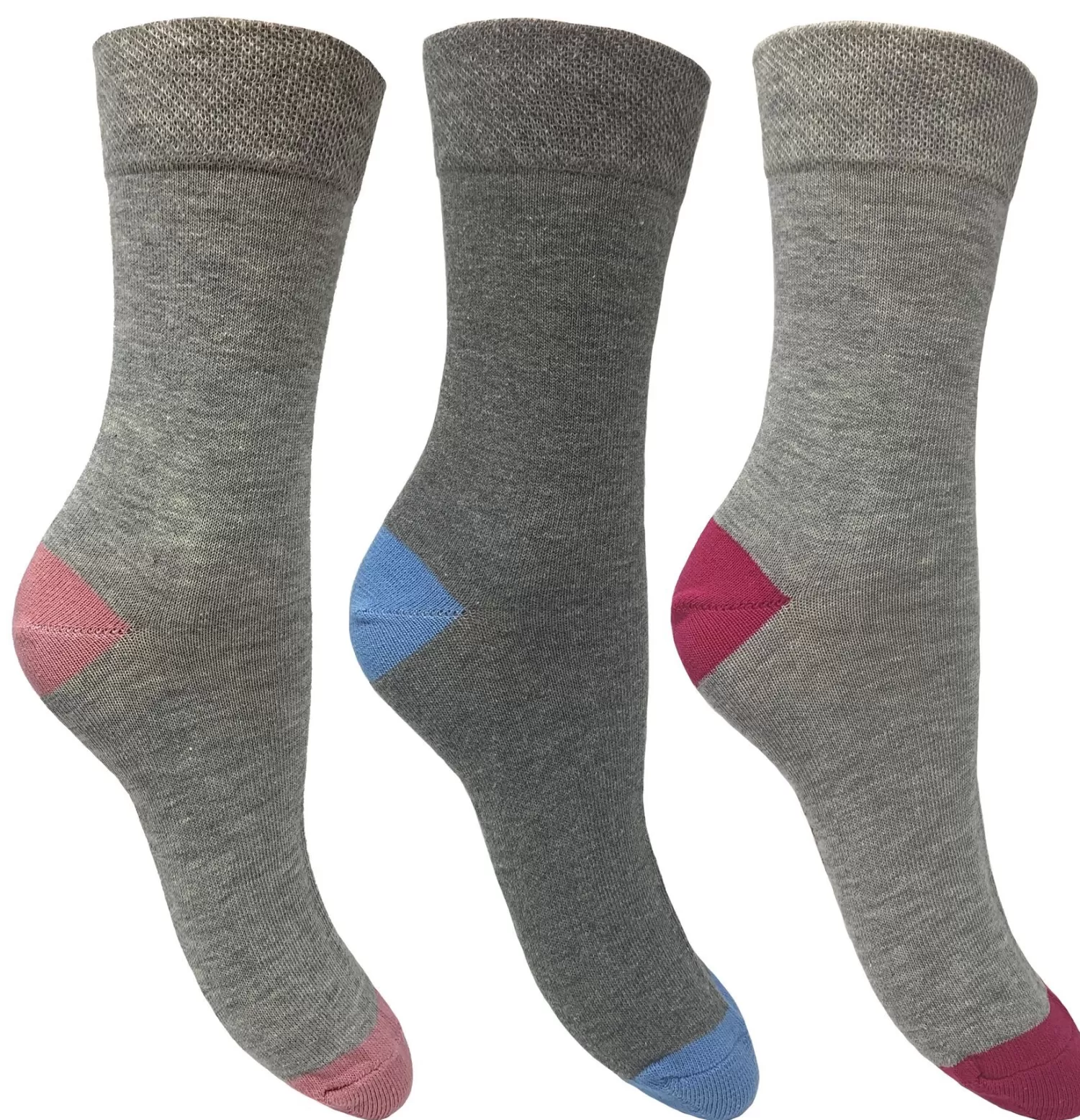 Flexitop Socks | 3 Pack Womens Cotton Rich Socks - Grey