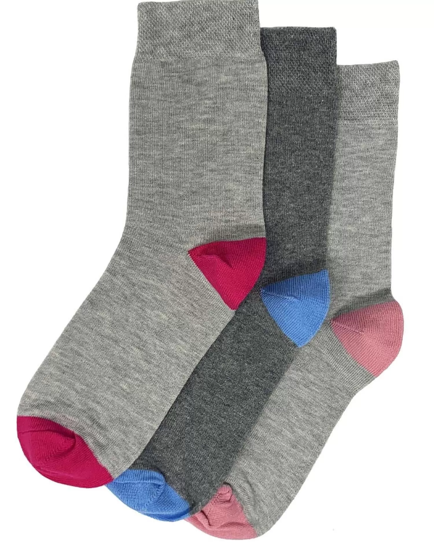 Flexitop Socks | 3 Pack Womens Cotton Rich Socks - Grey