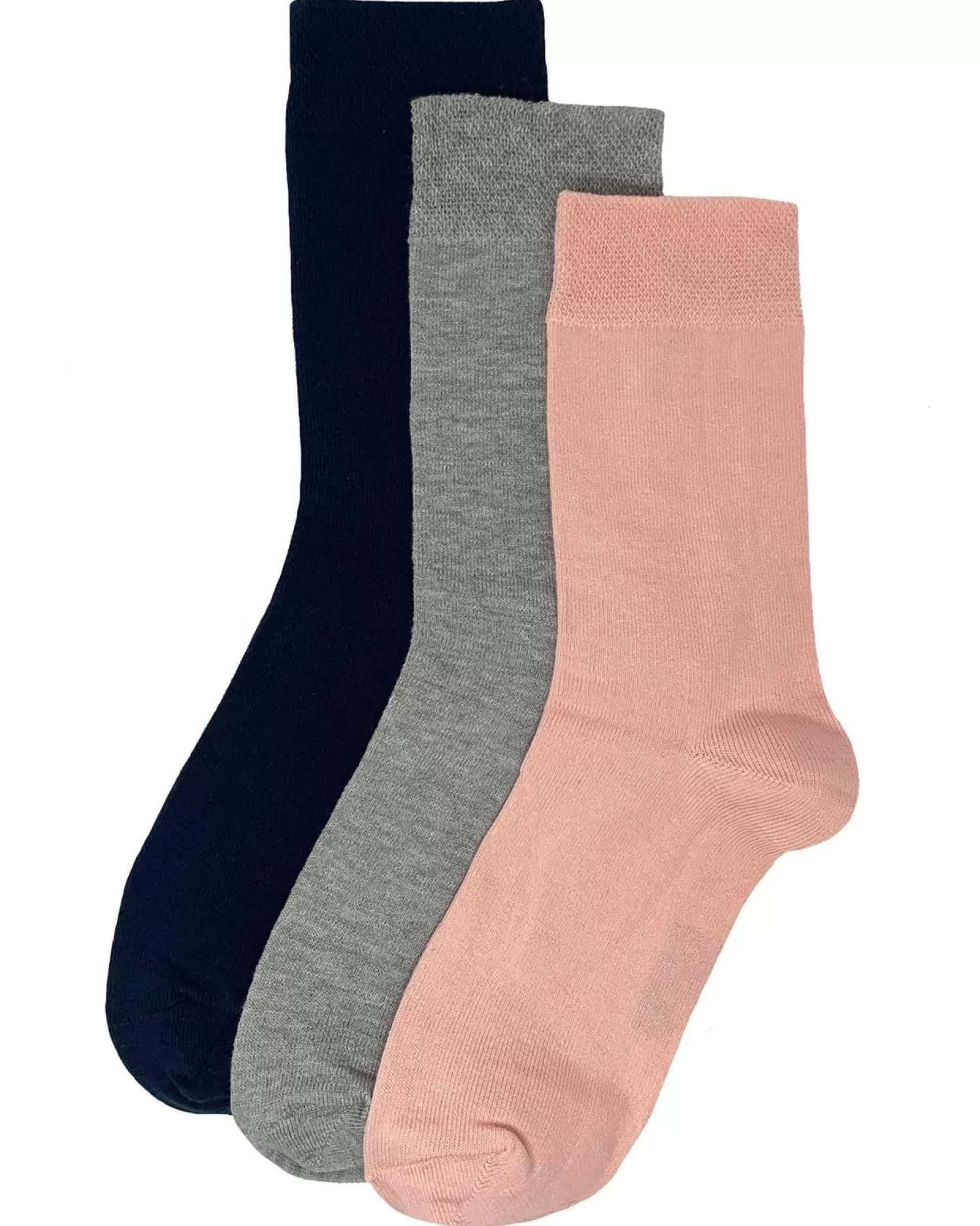 Flexitop Socks | 3 Pack Womens Cotton Rich Socks - Pink/Navy/Grey