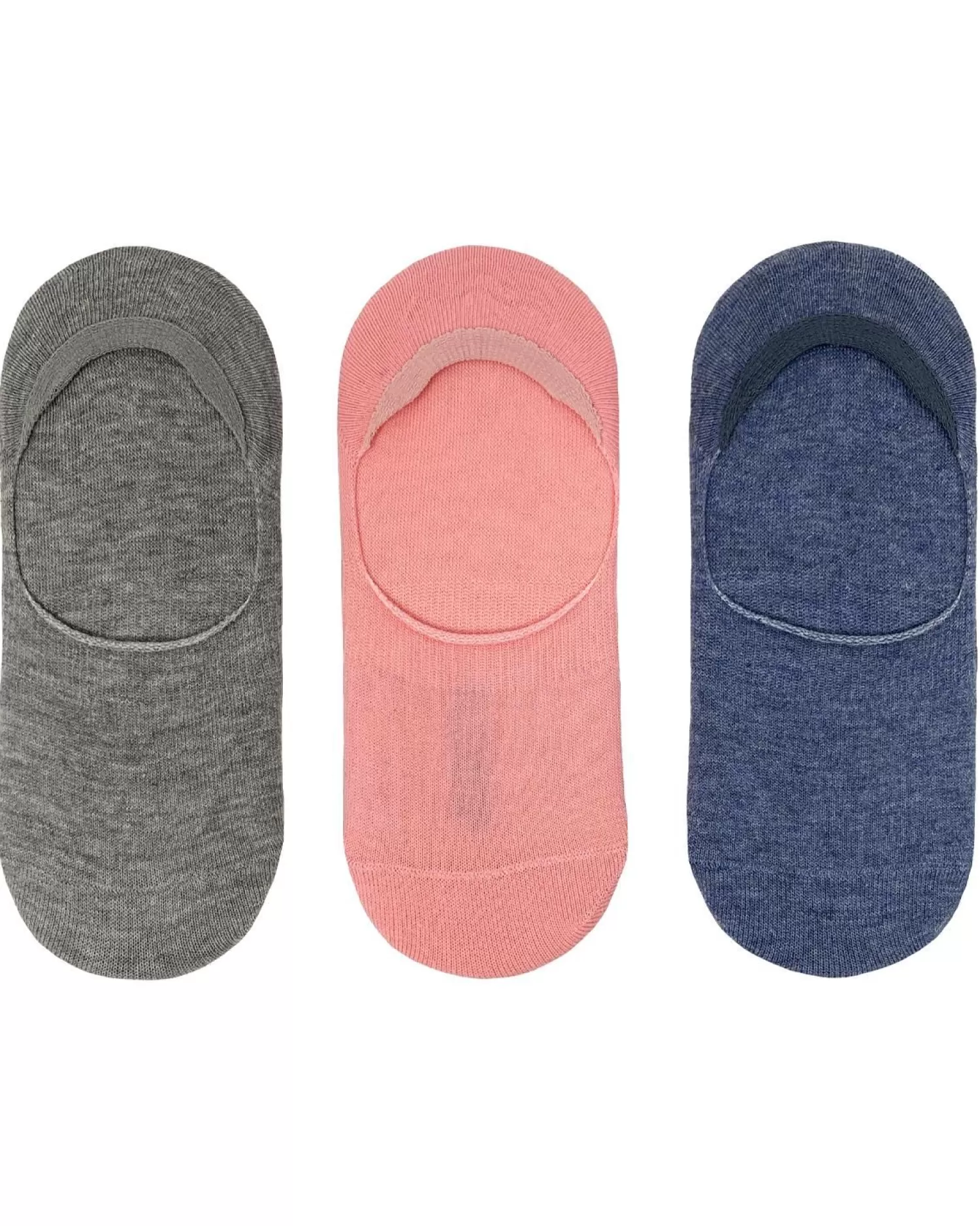 Flexitop Socks | 3 Pack Womens Invisible Liner Socks - Denim Mix