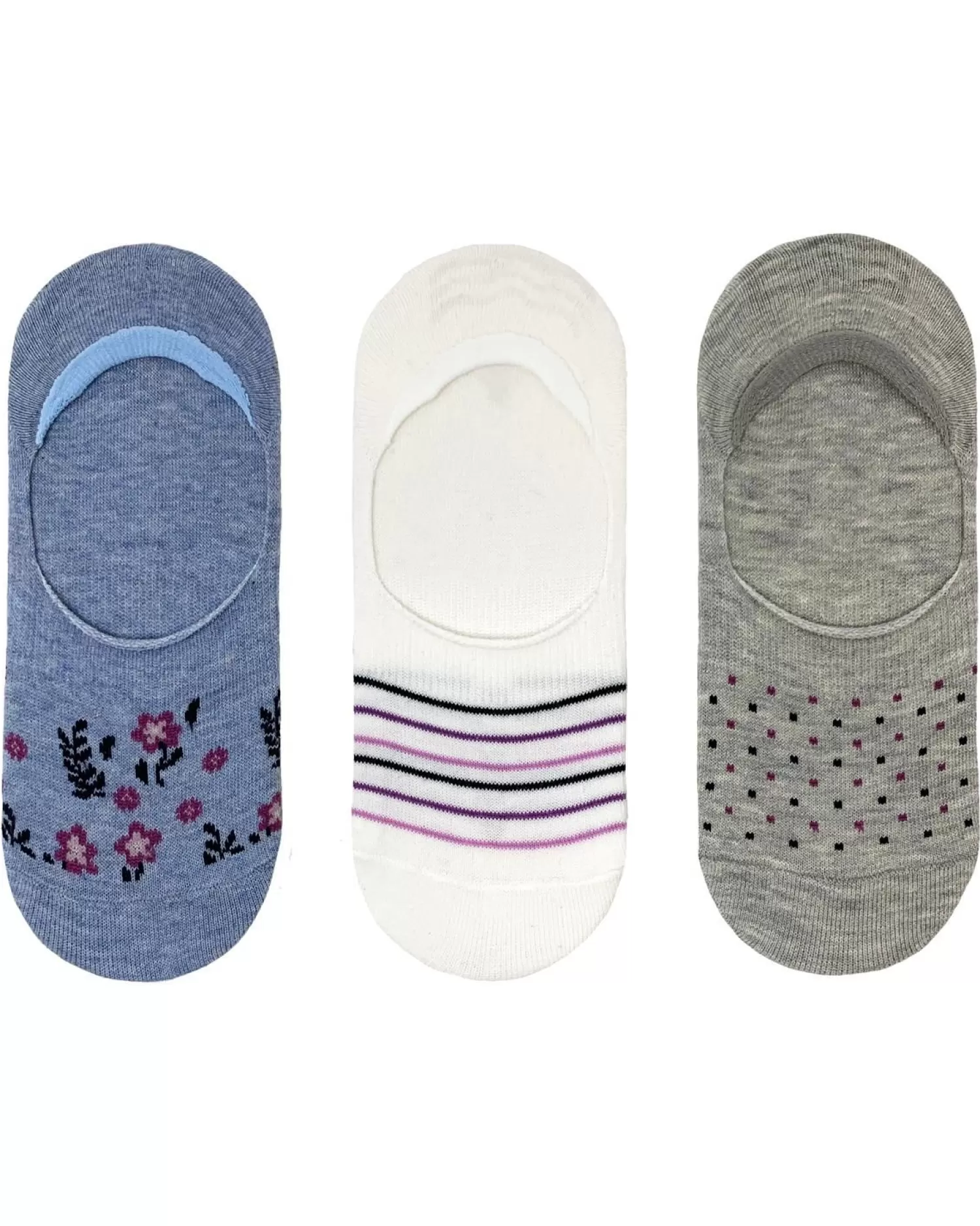 Flexitop Socks | 3 Pack Womens Invisible Liner Socks - Floral Mix
