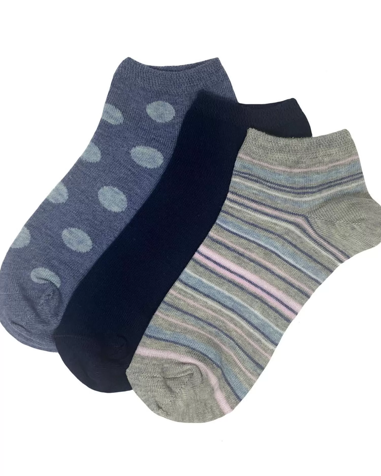 Flexitop Socks | 3 Pack Womens Spots & Stripes Trainer Socks