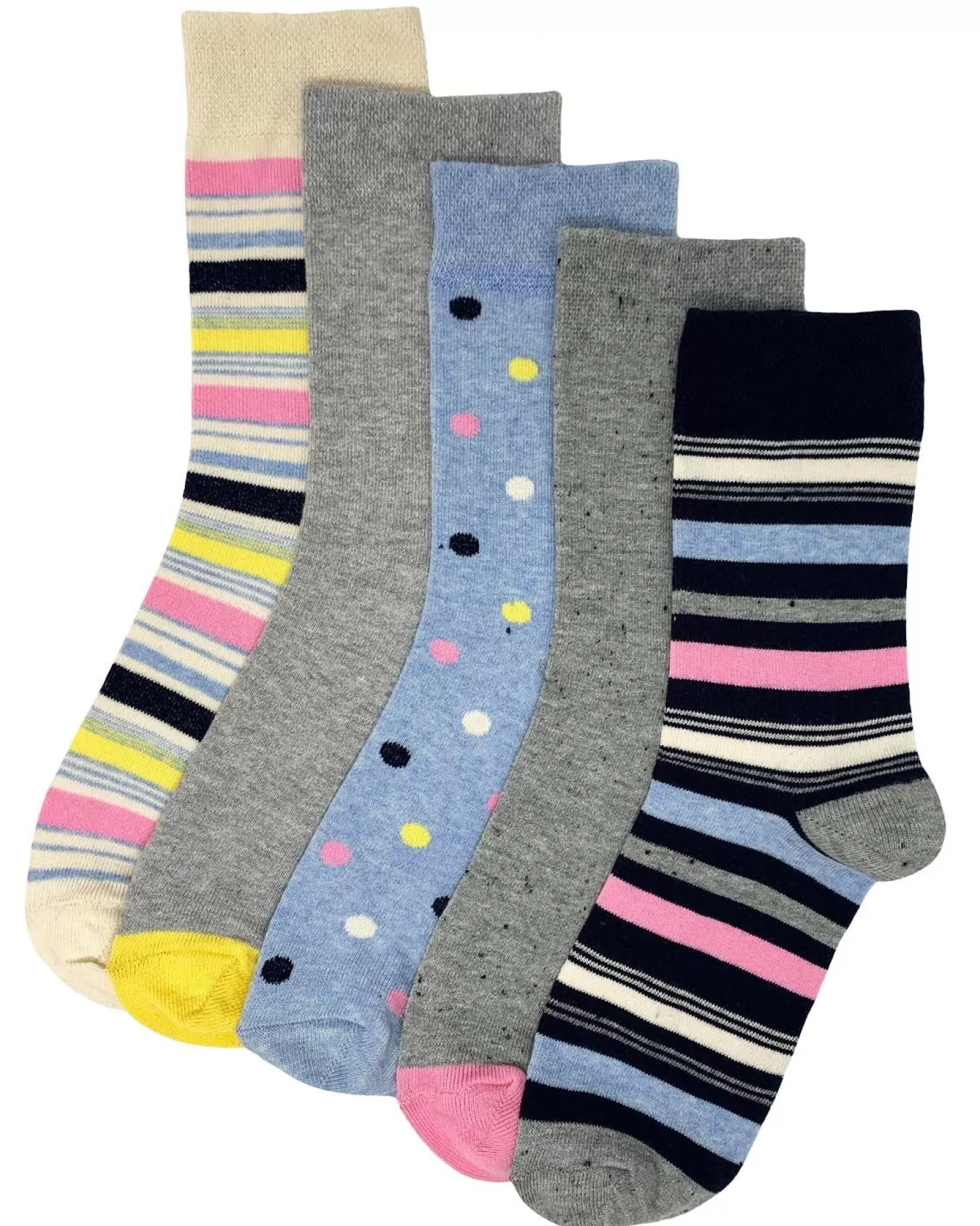 Flexitop Socks | 5 Pack Womens Cotton Rich Socks - Coloured Stripe