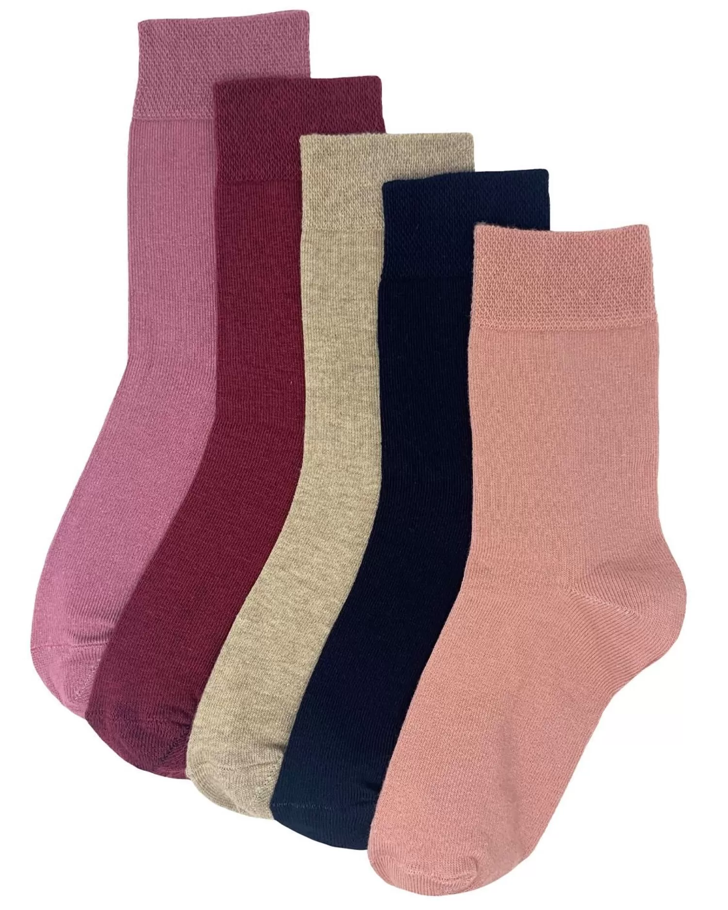 Flexitop Socks | 5 Pack Womens Cotton Rich Socks - Pink Mix