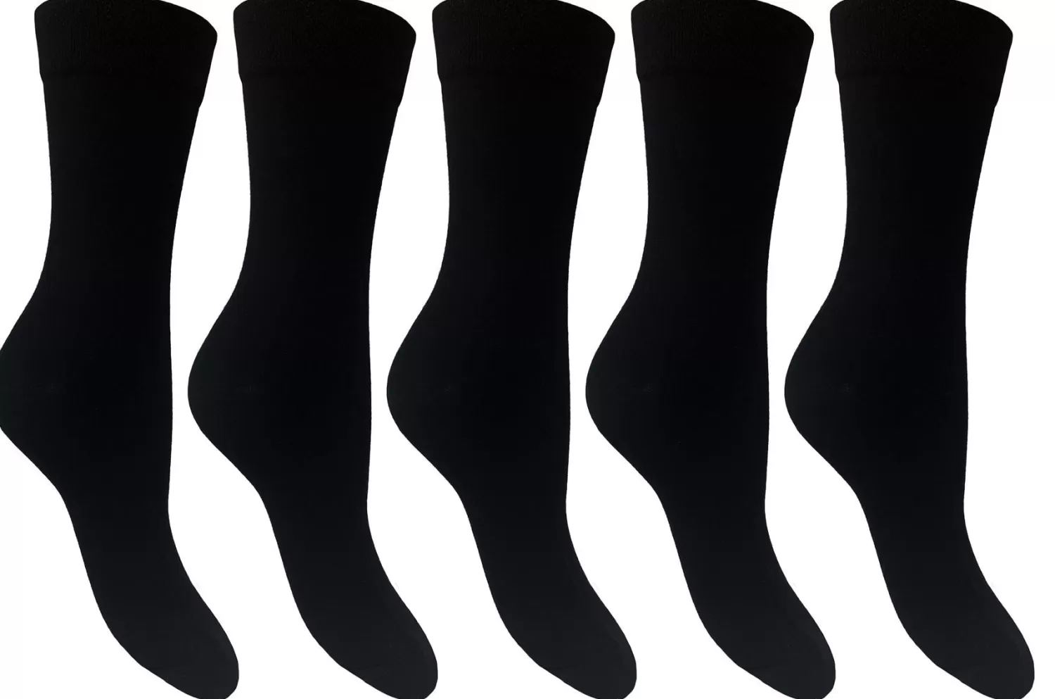 Flexitop Socks | 5 Pack Womens Cotton Rich Socks - Plain Black