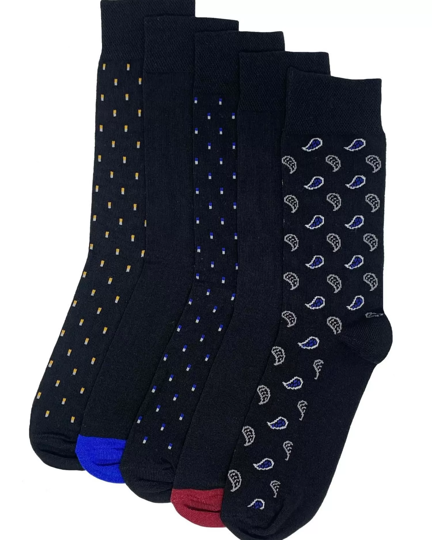 Men Flexitop Mens 5 Pack Dress Socks - Black Paisley Mix