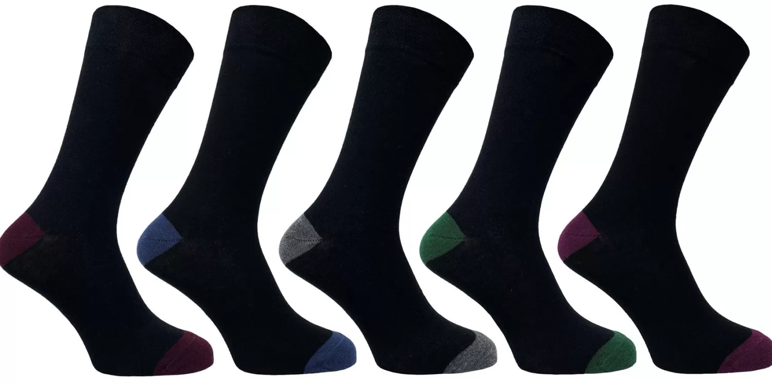 Men Flexitop Mens 5 Pack Dress Socks - Coloured Heel