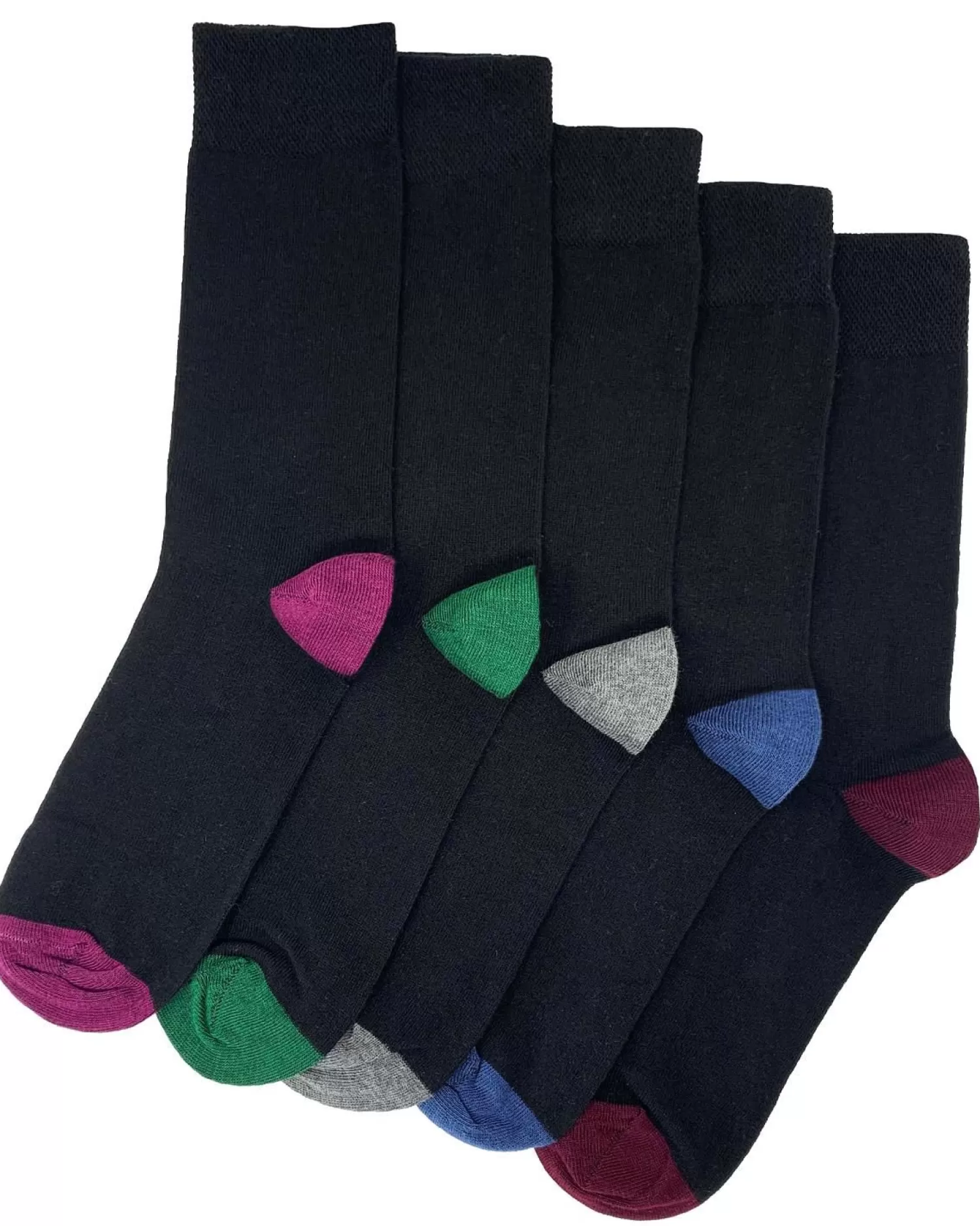 Men Flexitop Mens 5 Pack Dress Socks - Coloured Heel