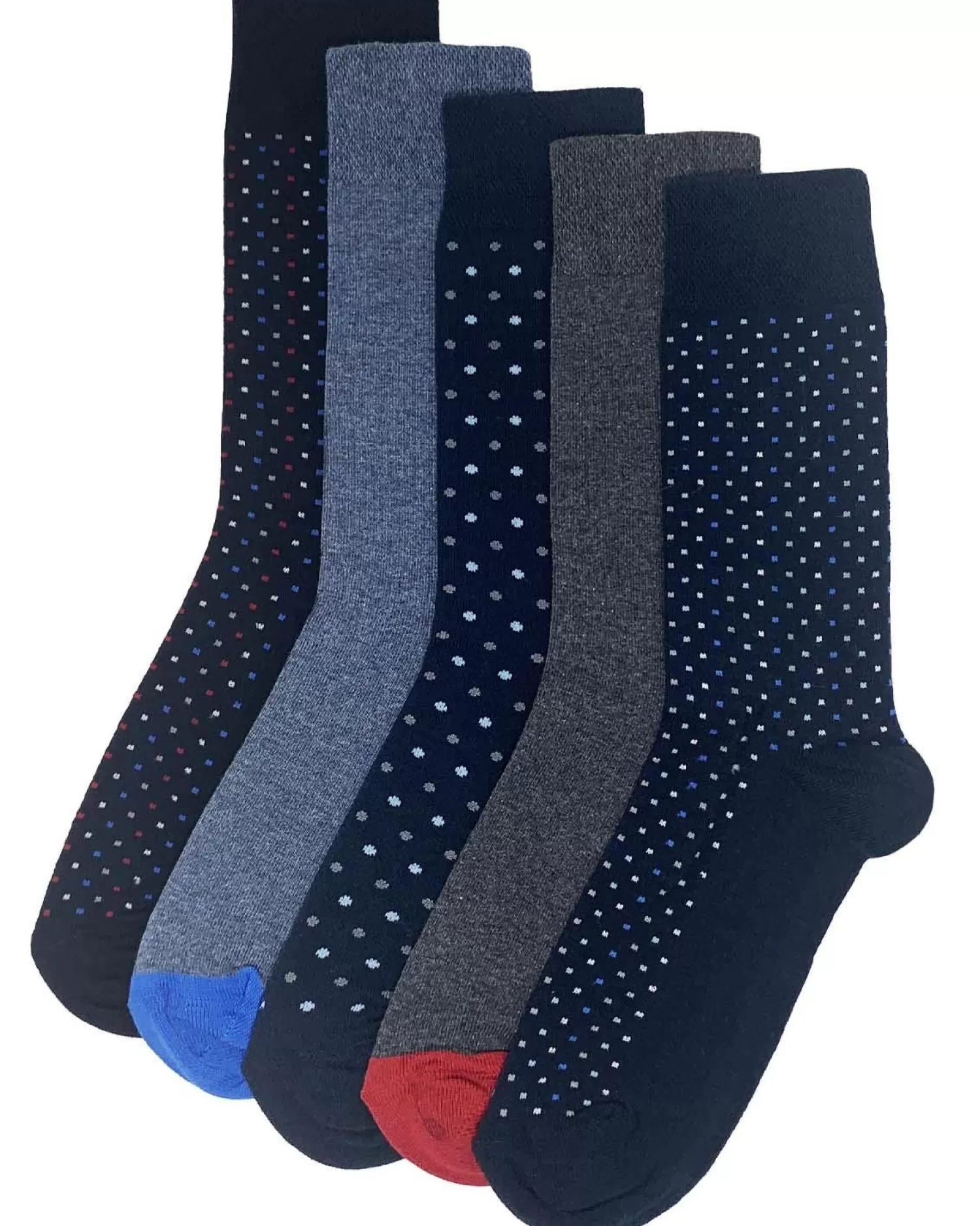 Men Flexitop Mens 5 Pack Dress Socks - Navy Spot