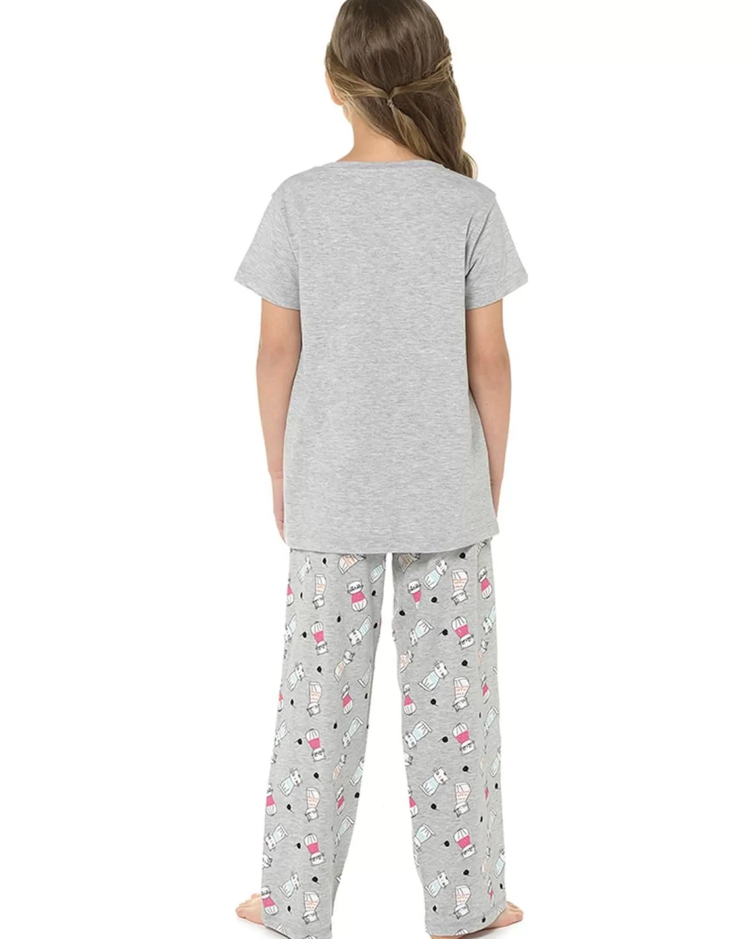 Kids Follow That Dream Girls Grey Cat Long Pyjamas