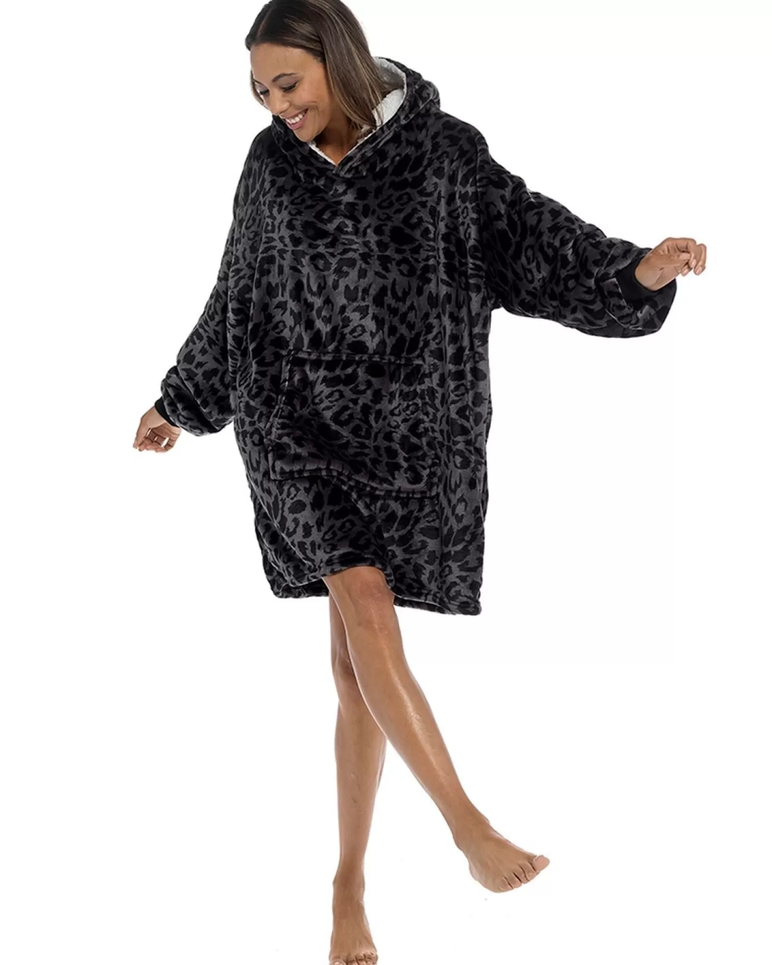 Follow That Dream Loungewear | Leopard Oversized Hoodie - Black