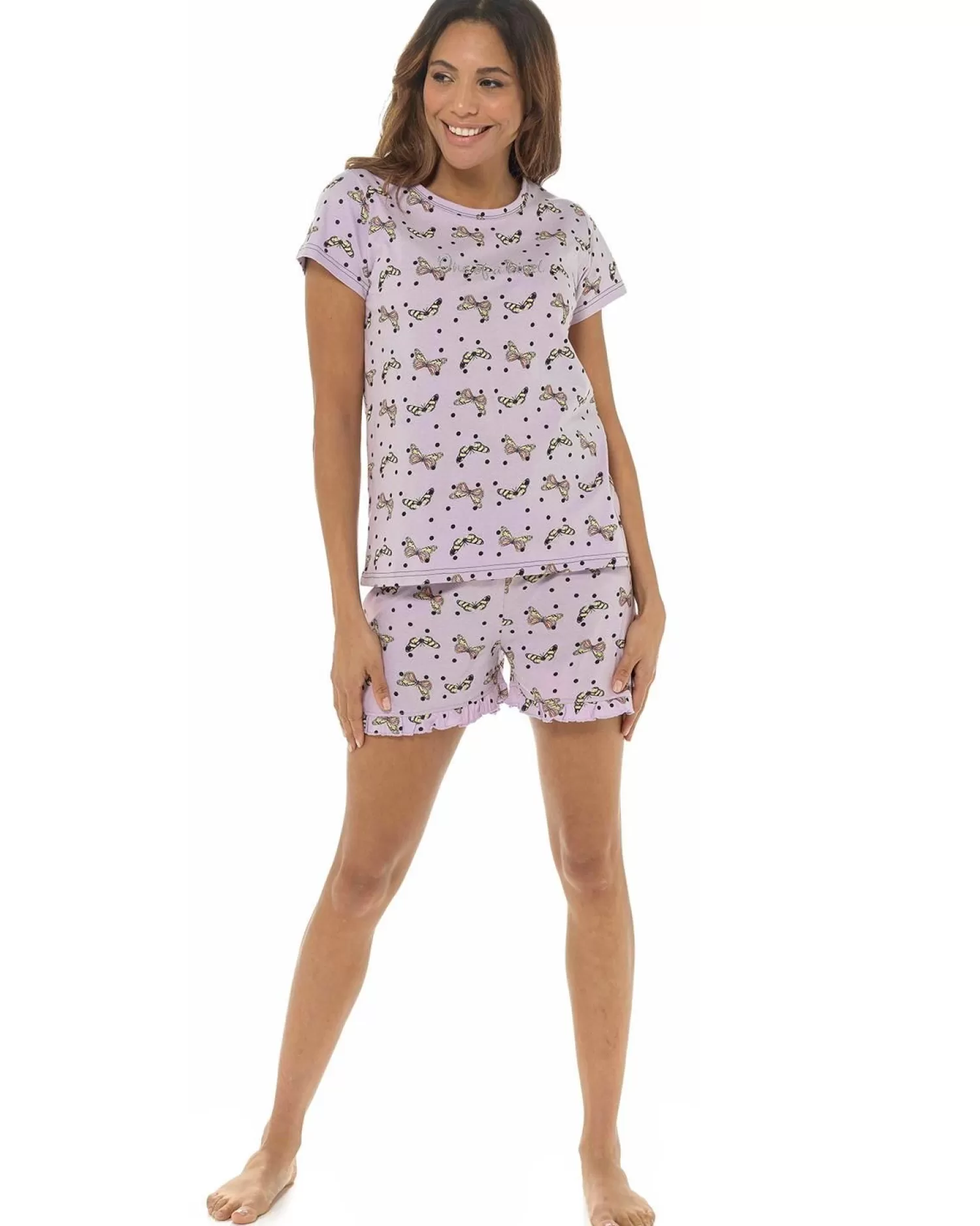 Follow That Dream Pyjamas | Lilac Spot & Butterfly Short Pyjamas