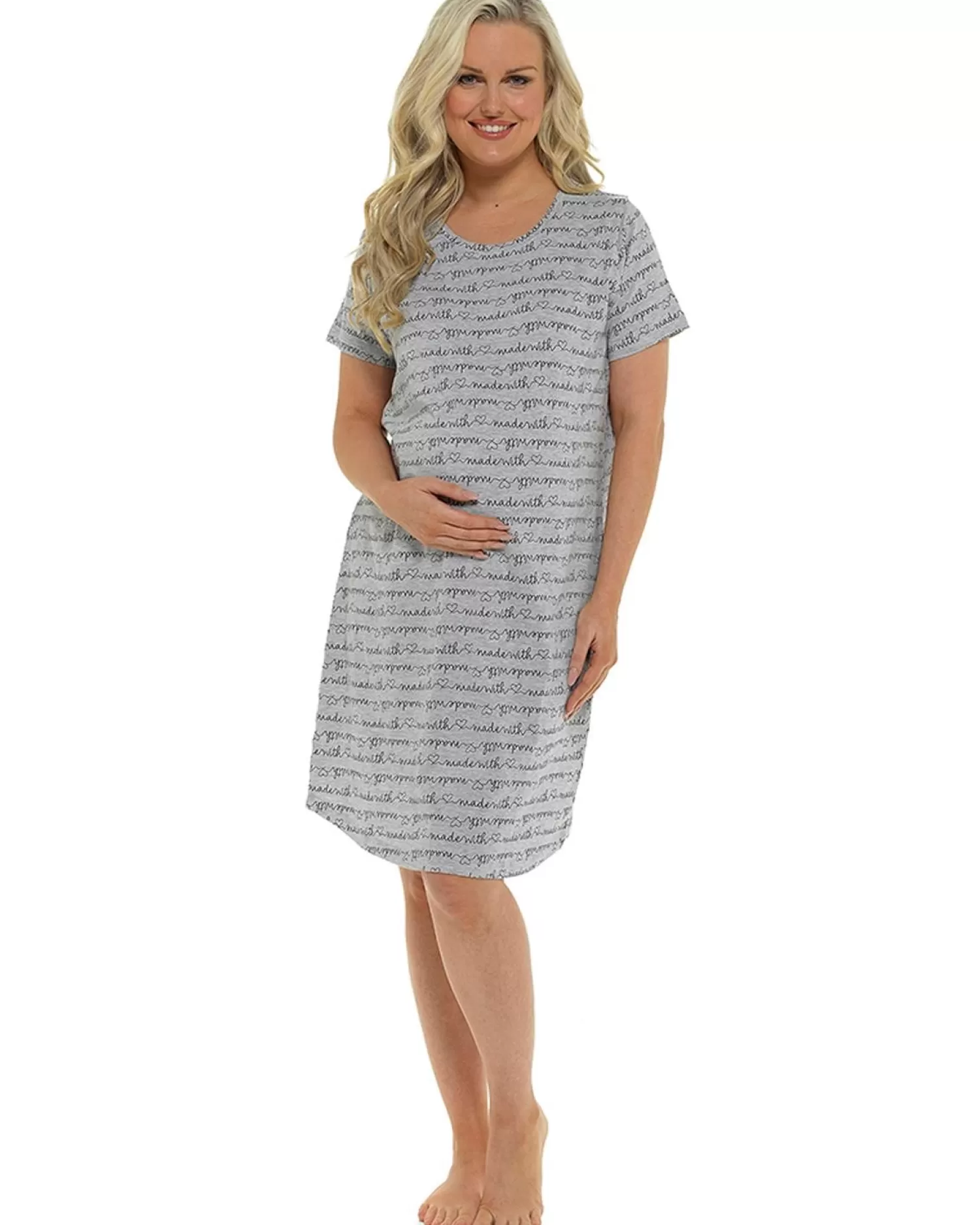 Follow That Dream Nighties | Maternity All Over Print Nightie - Grey