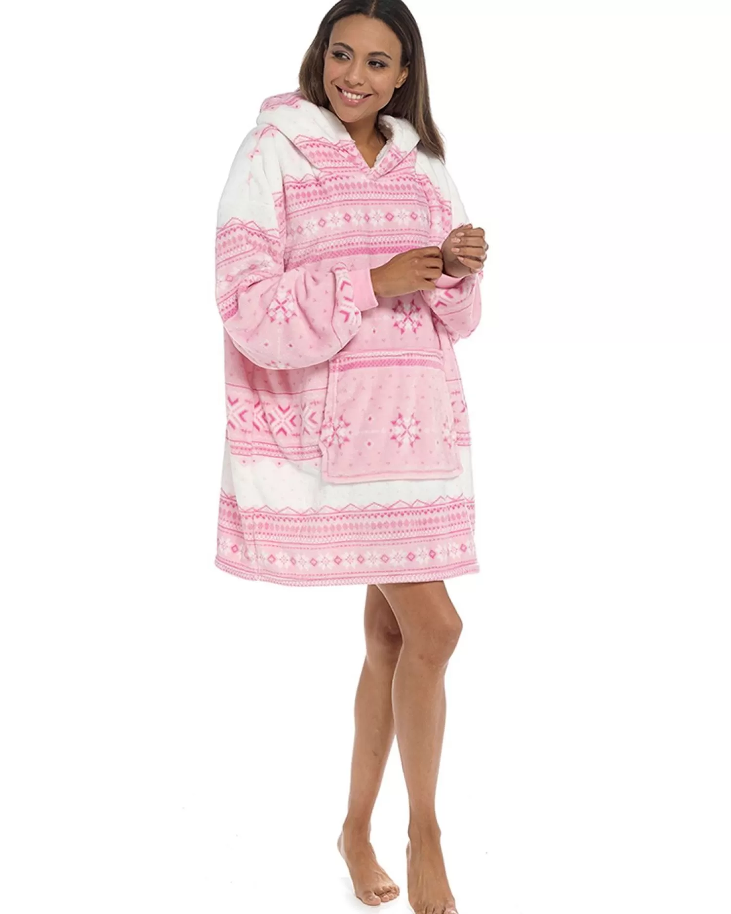 Follow That Dream Loungewear | Pink Fairisle Oversized Hoodie