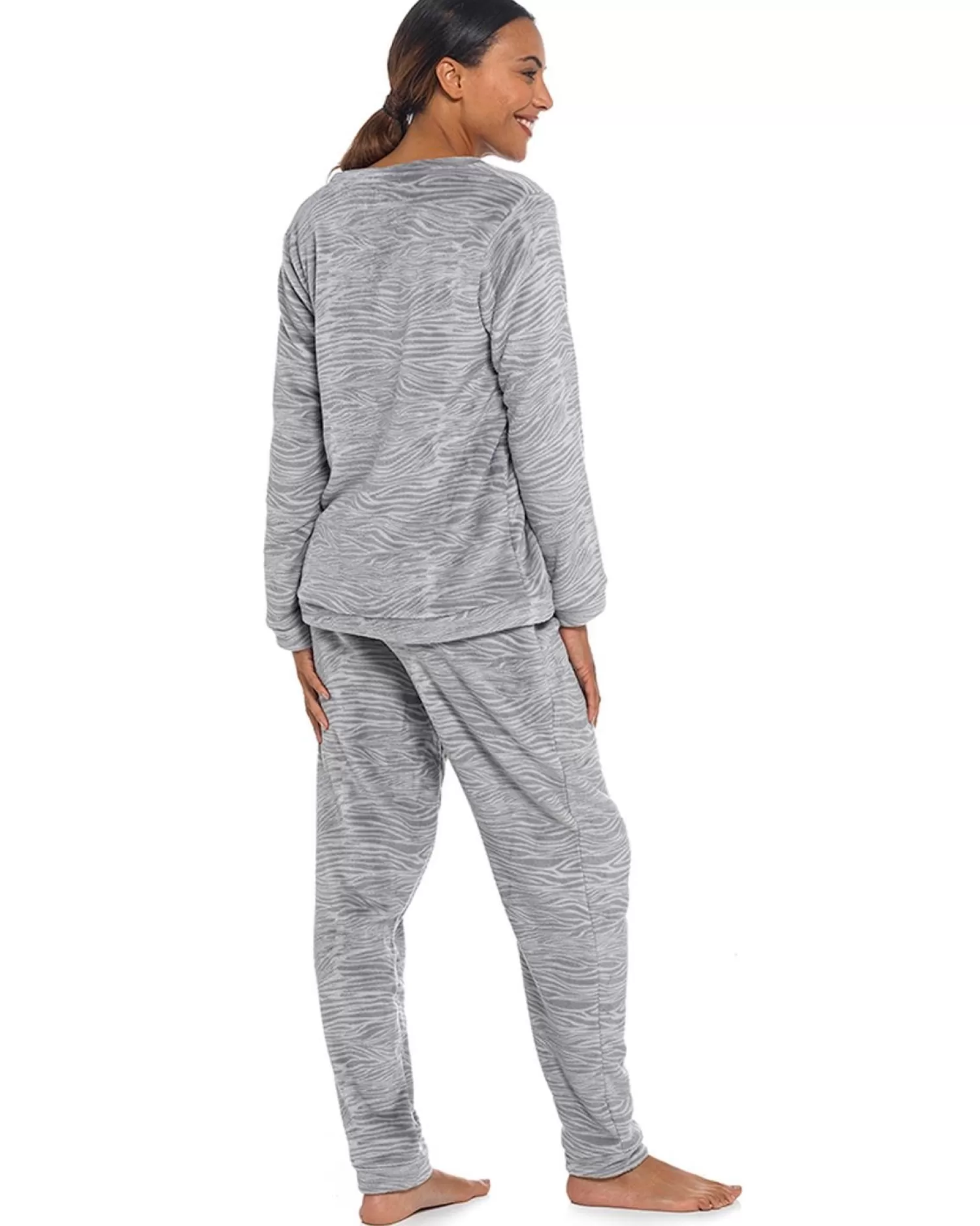 Follow That Dream Pyjamas | Zebra Print Fleece Pyjamas - Grey