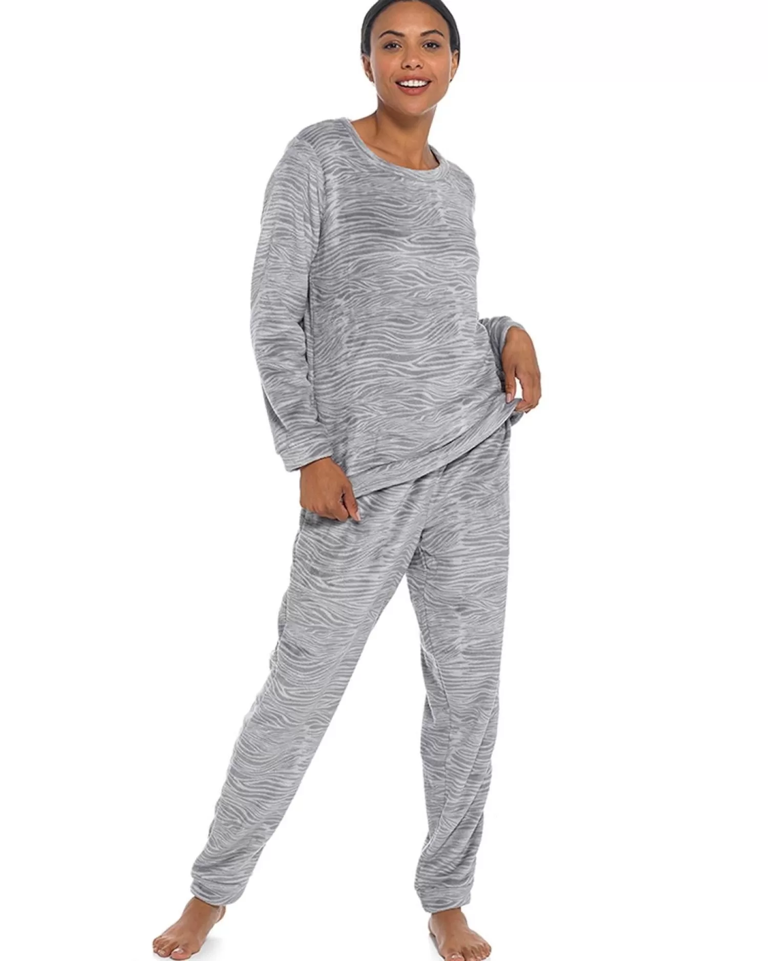 Follow That Dream Pyjamas | Zebra Print Fleece Pyjamas - Grey