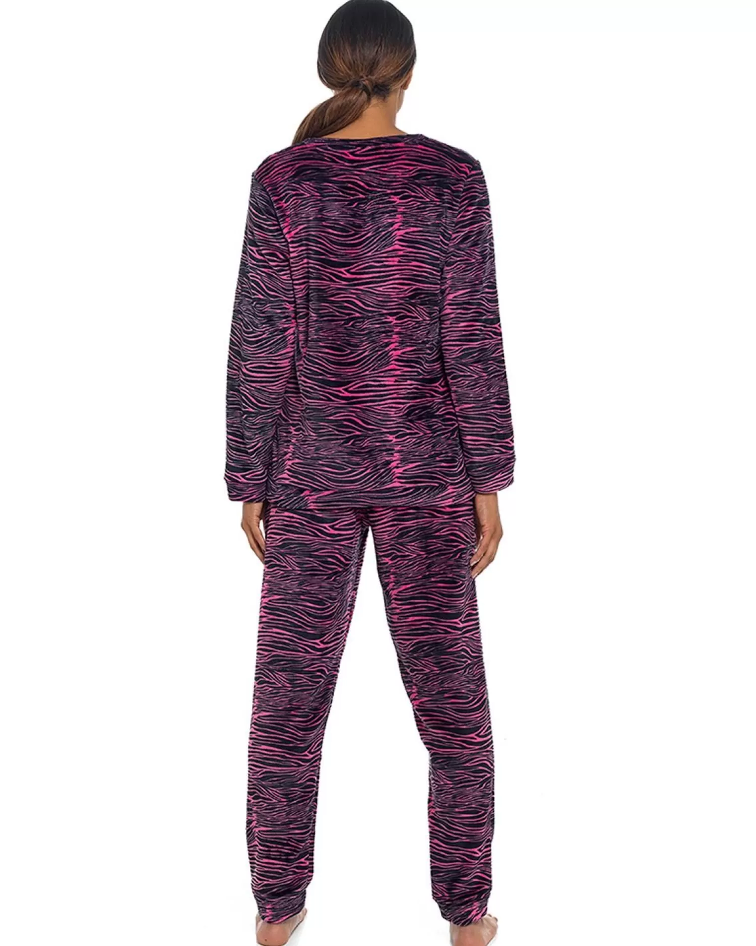 Follow That Dream Pyjamas | Zebra Print Fleece Pyjamas - Pink