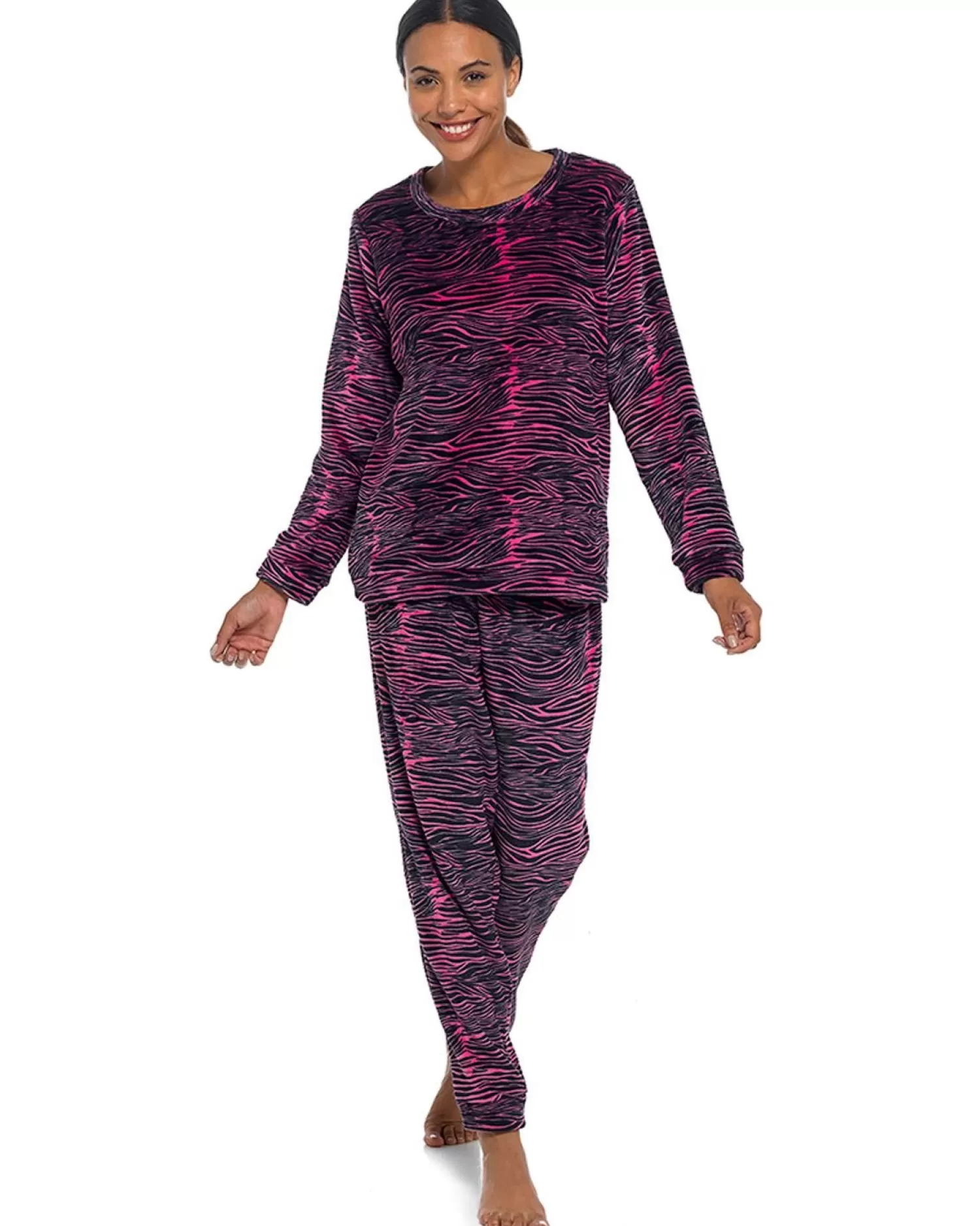 Follow That Dream Pyjamas | Zebra Print Fleece Pyjamas - Pink