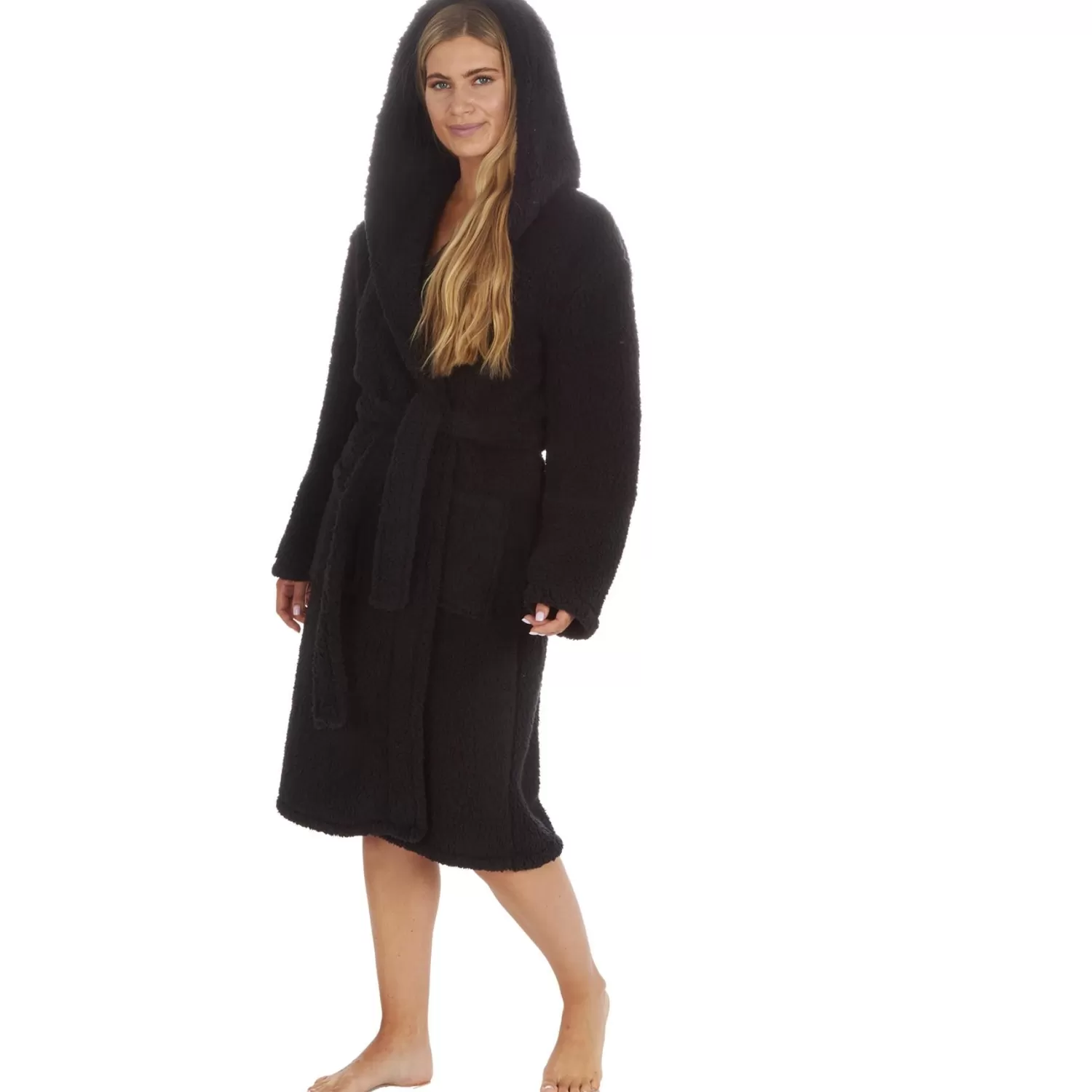 Forever Dreaming Dressing Gowns | Borg Dressing Gown - Black