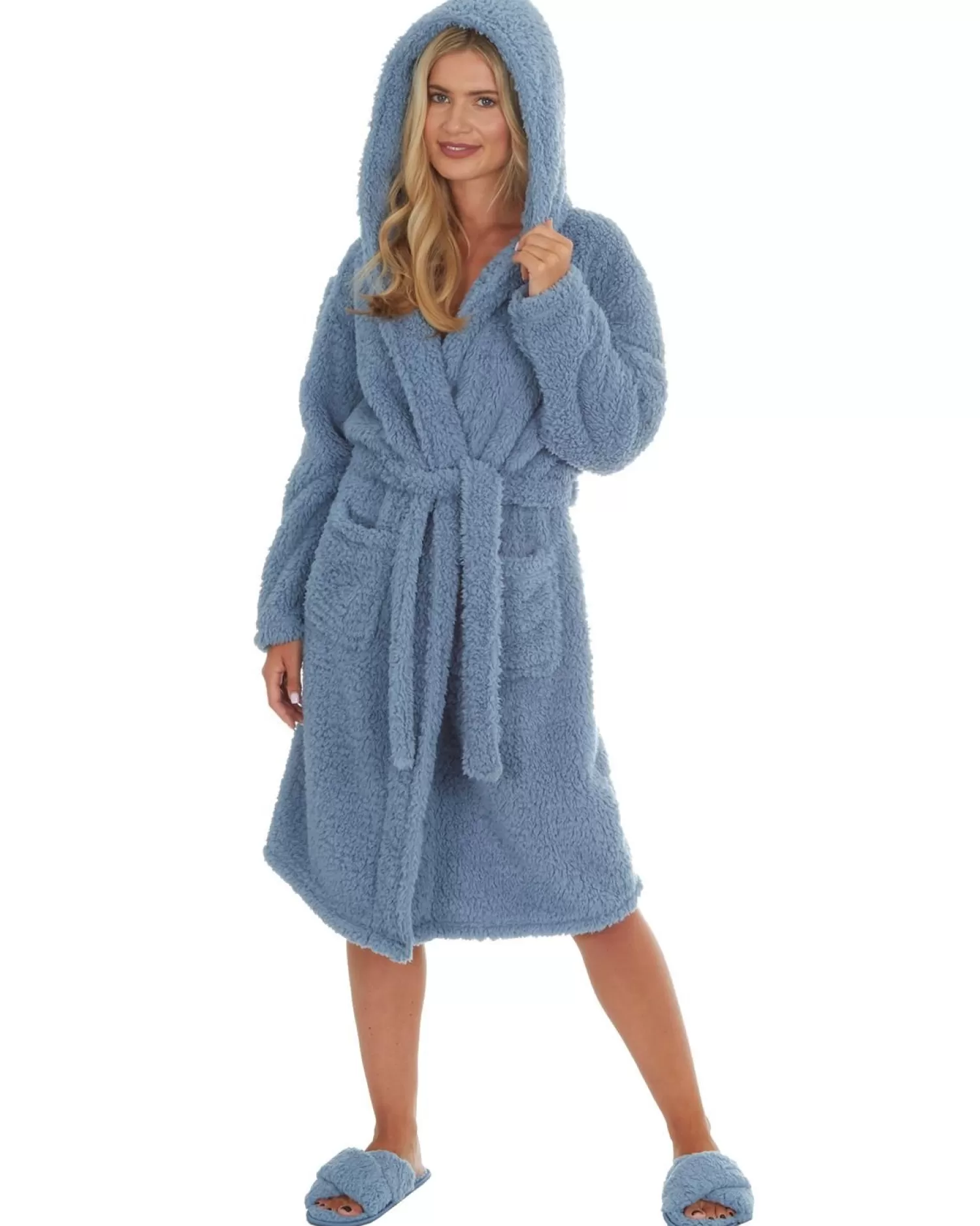 Forever Dreaming Dressing Gowns | Borg Dressing Gown - Blue