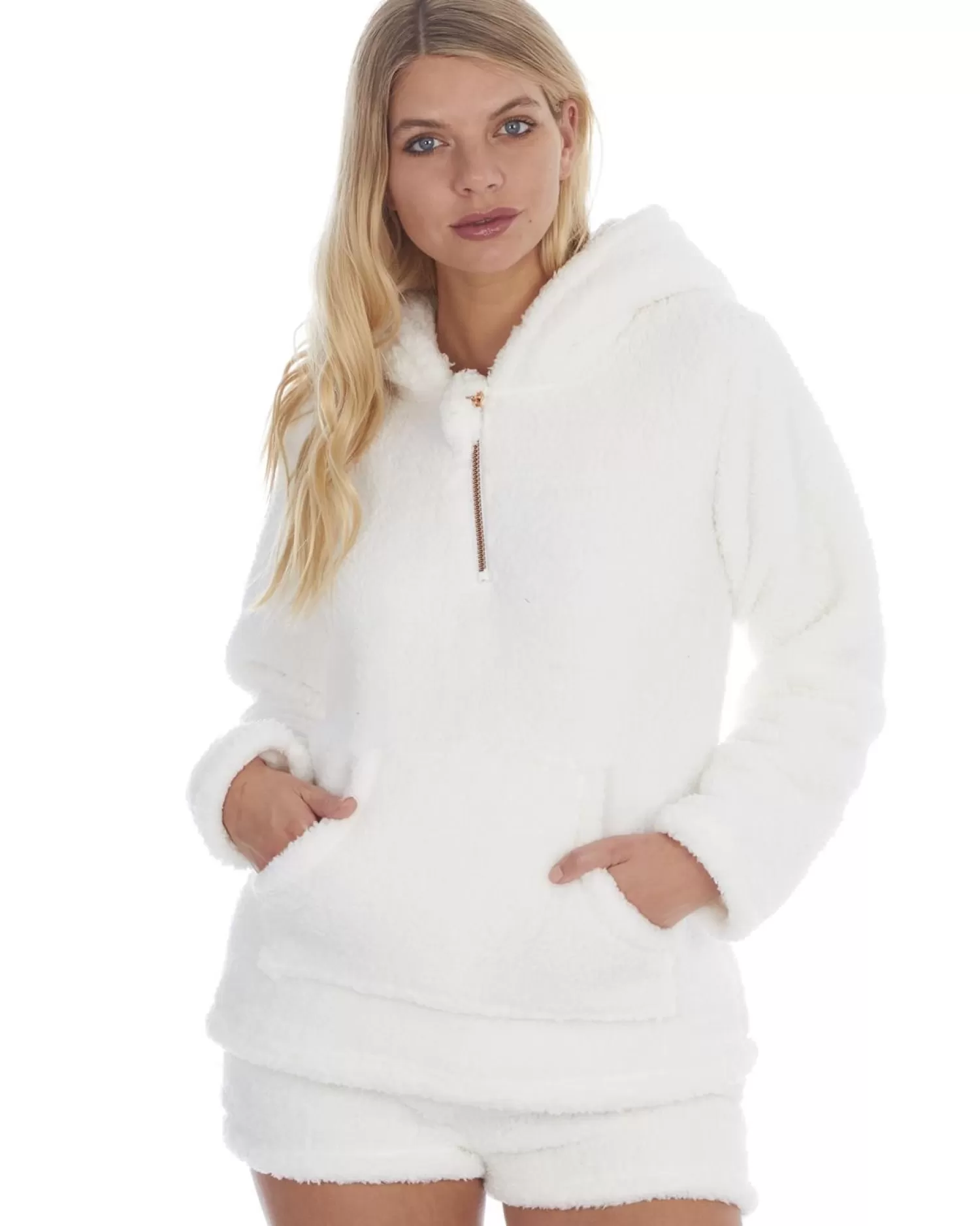 Forever Dreaming Loungewear | Borg Hoodie - Cream