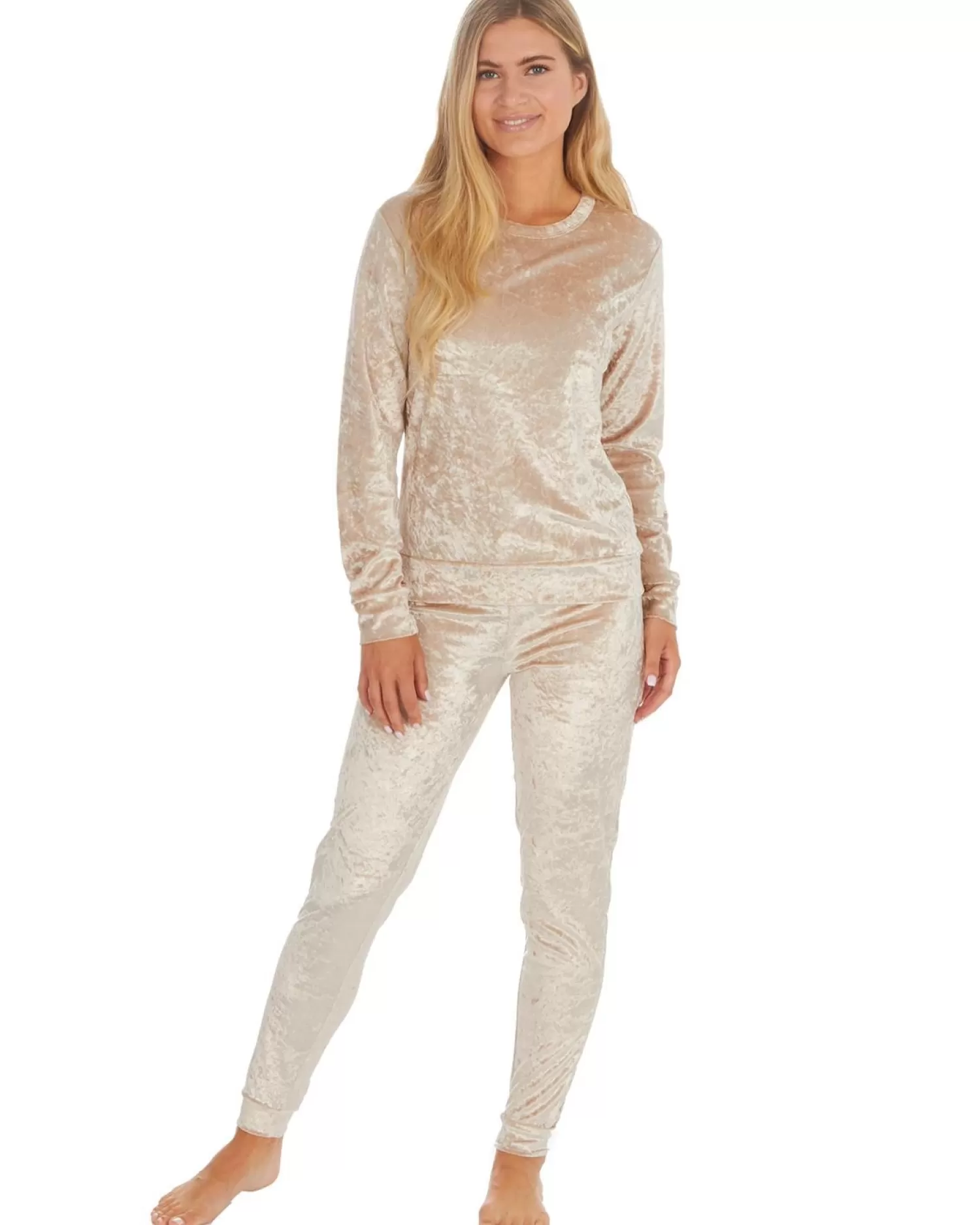 Forever Dreaming Pyjamas | Crushed Velvet Lounge Set - Gold