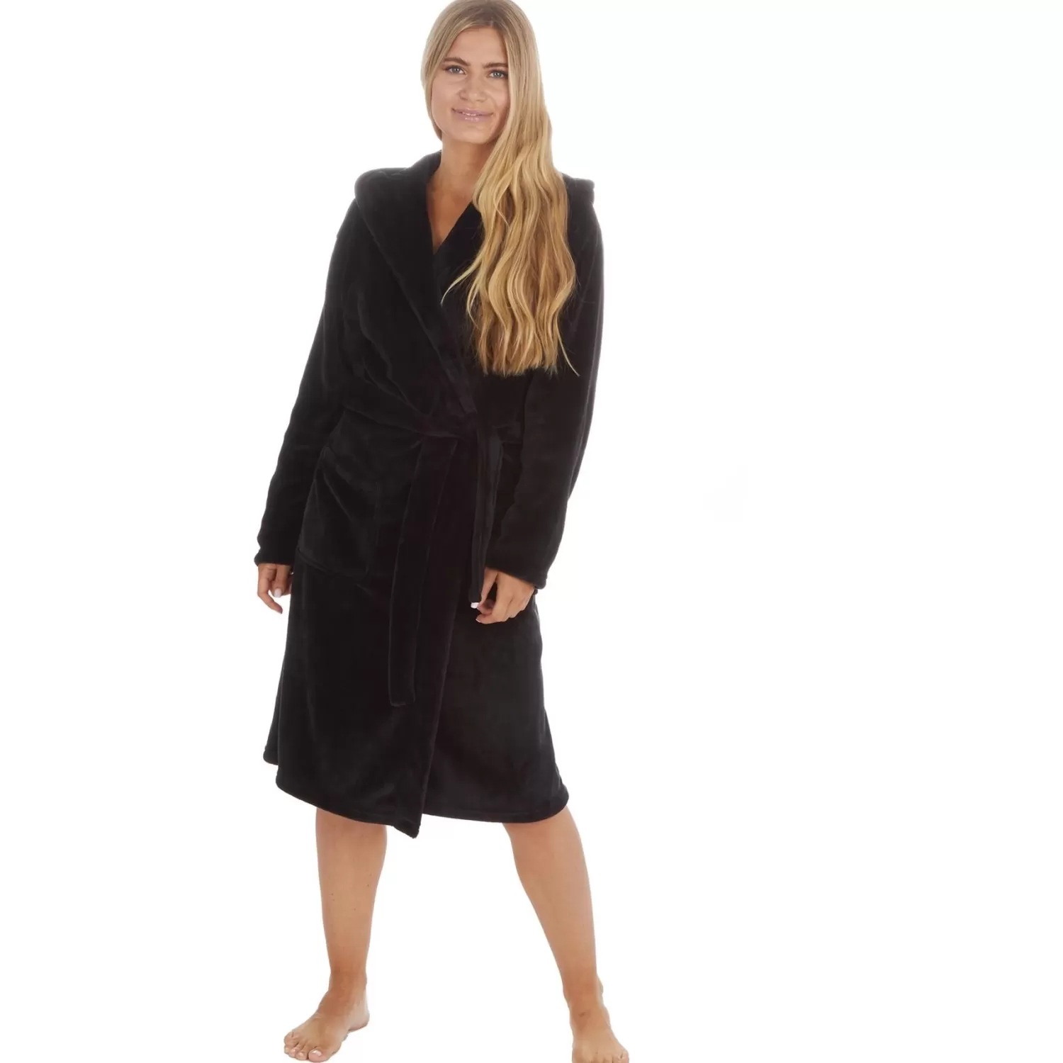 Forever Dreaming Dressing Gowns | Hooded Dressing Gown - Black