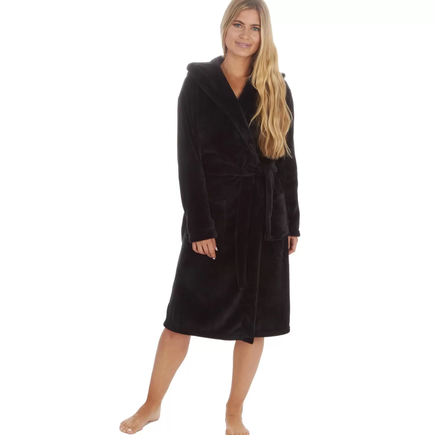 Forever Dreaming Dressing Gowns | Hooded Dressing Gown - Black