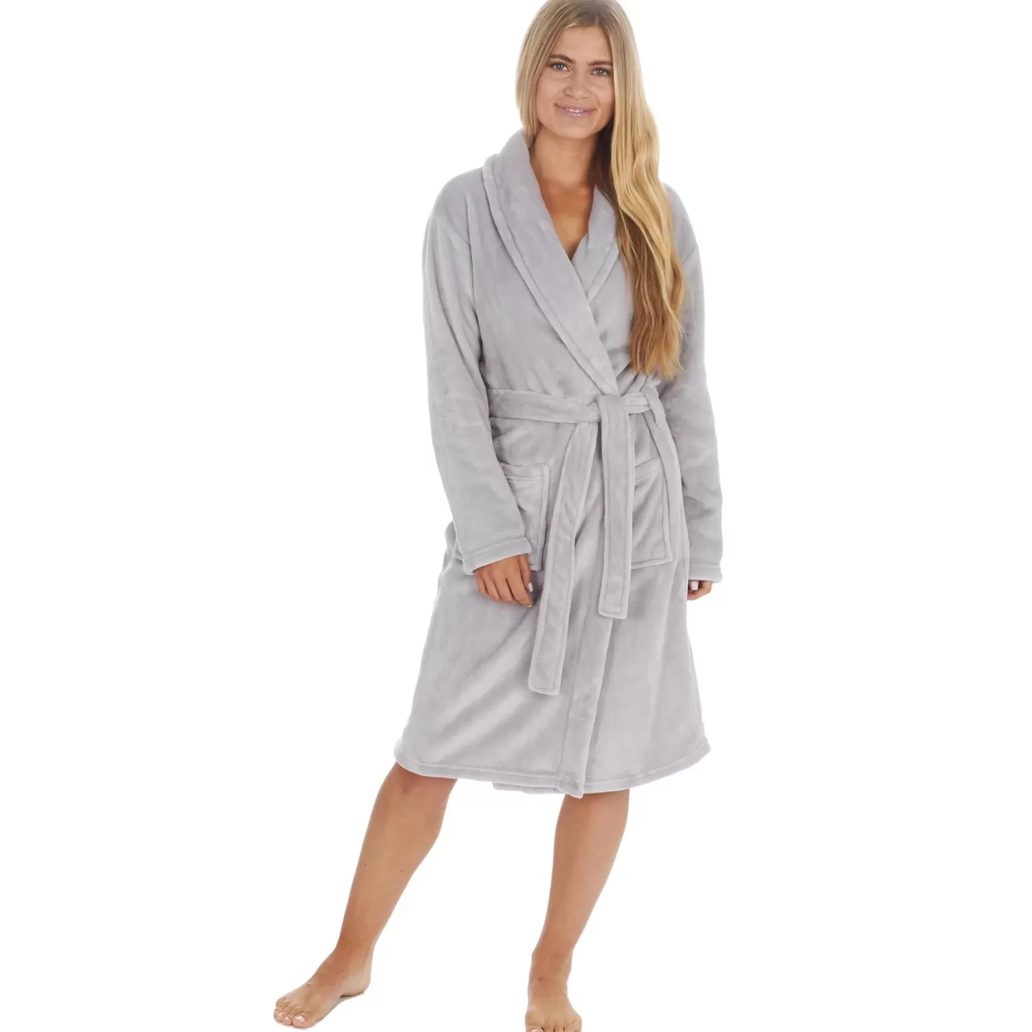 Forever Dreaming Dressing Gowns | Shawl Collar Dressing Gown - Grey