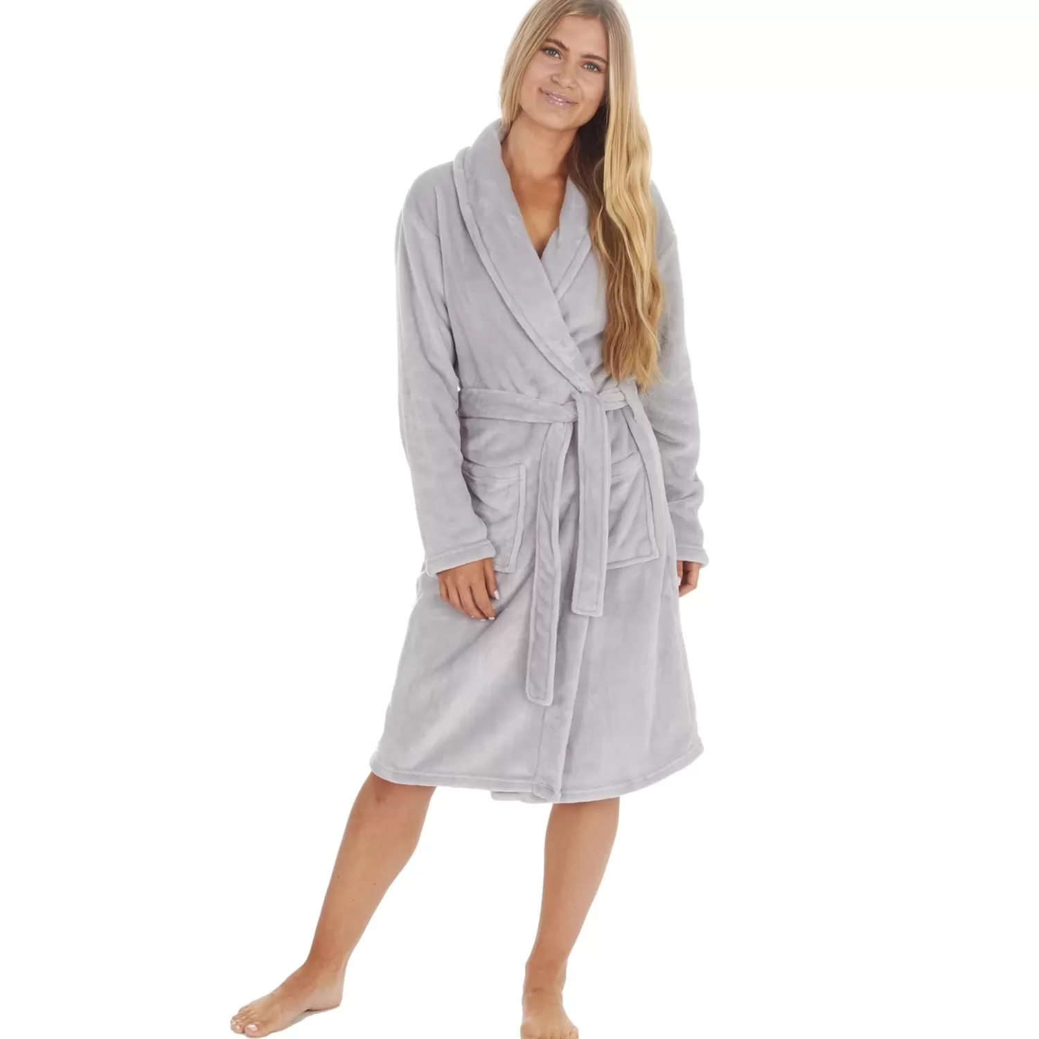 Forever Dreaming Dressing Gowns | Shawl Collar Dressing Gown - Grey