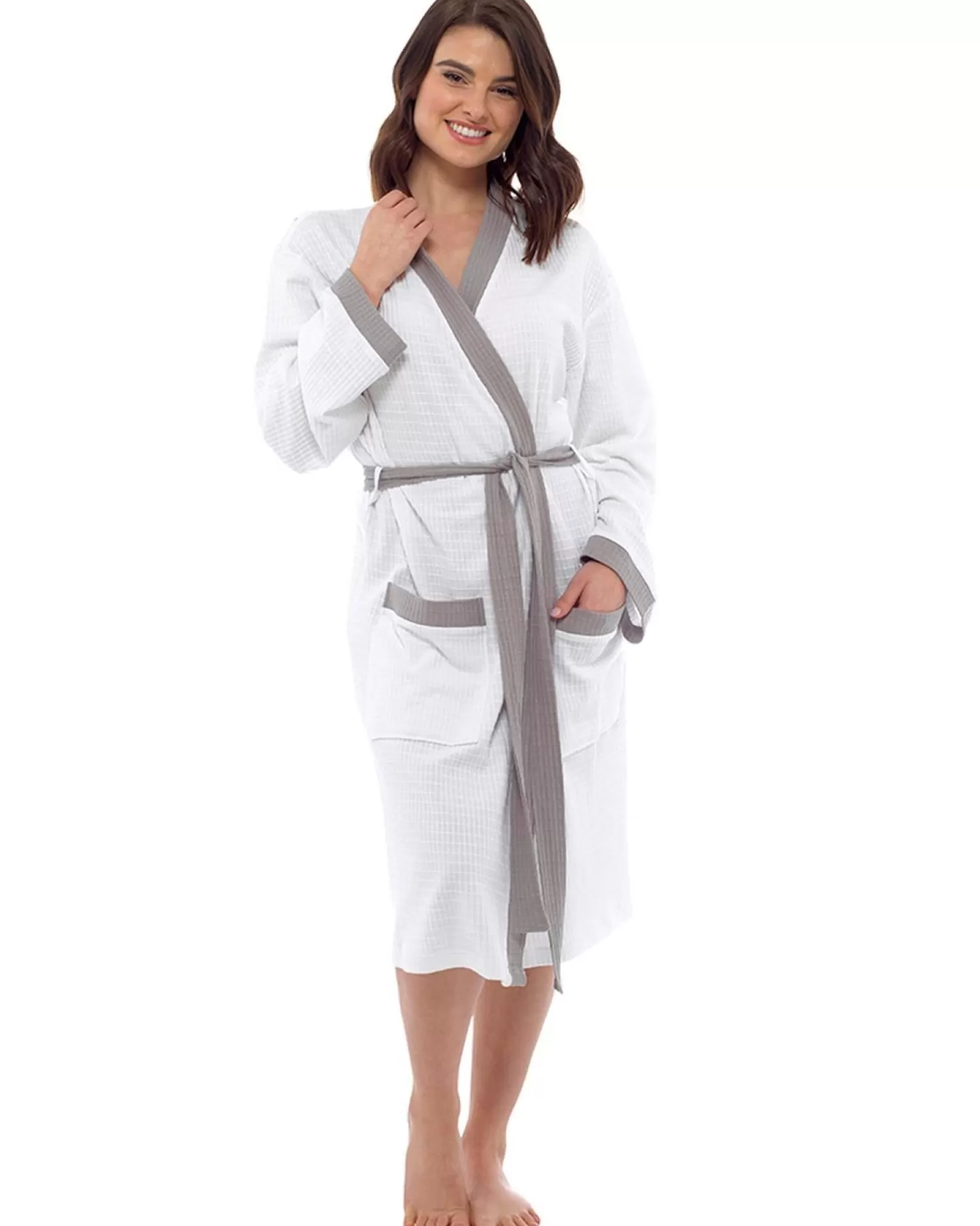 Foxbury Dressing Gowns | 100% Cotton Waffle Dressing Gown - White