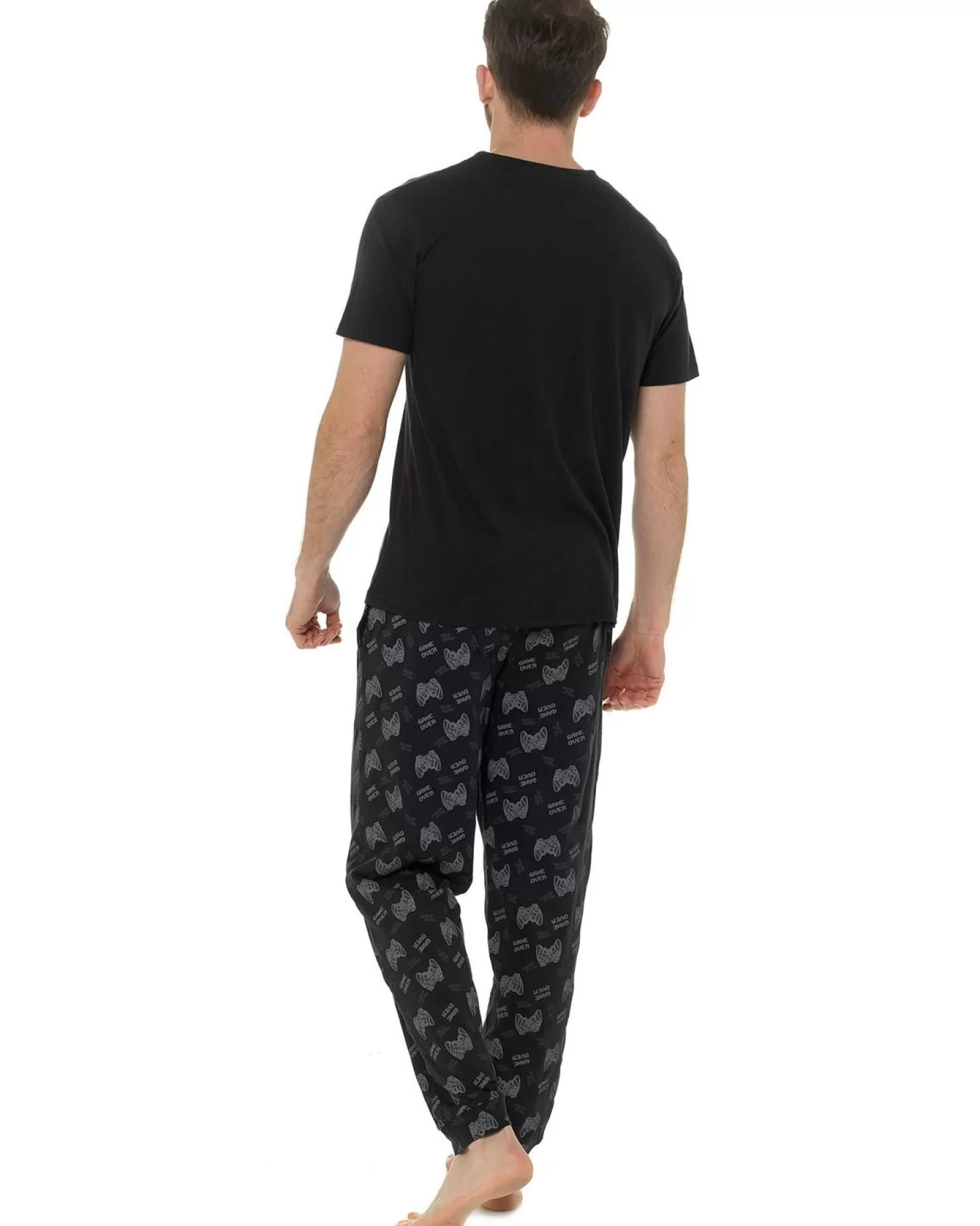 Men Foxbury Black Jersey Gaming Pyjamas