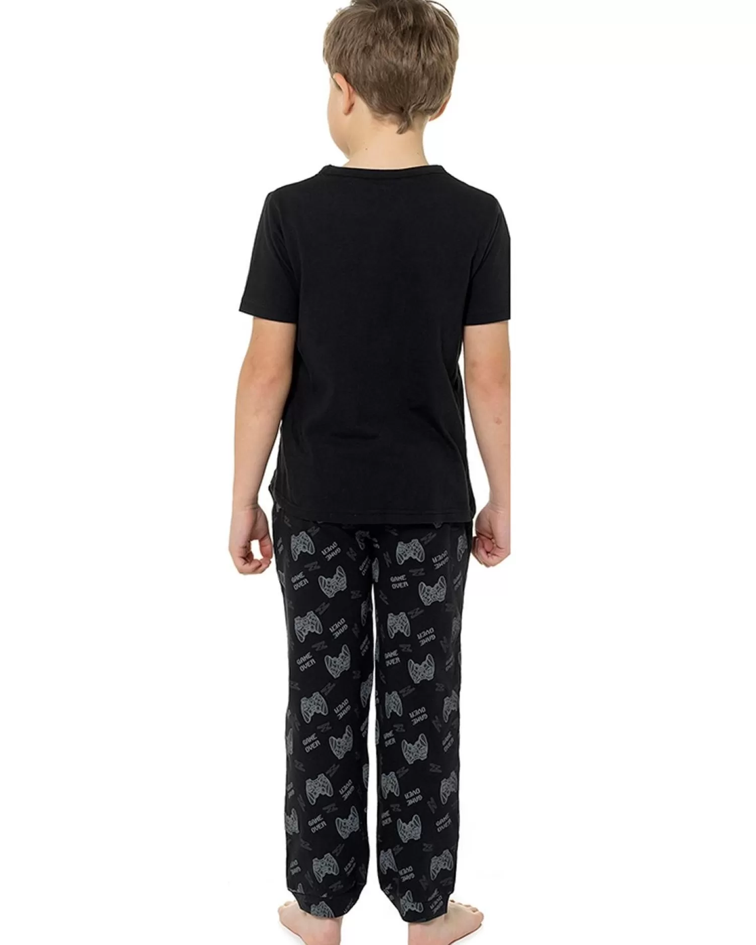 Kids Foxbury Boys Black Gaming Long Pyjamas