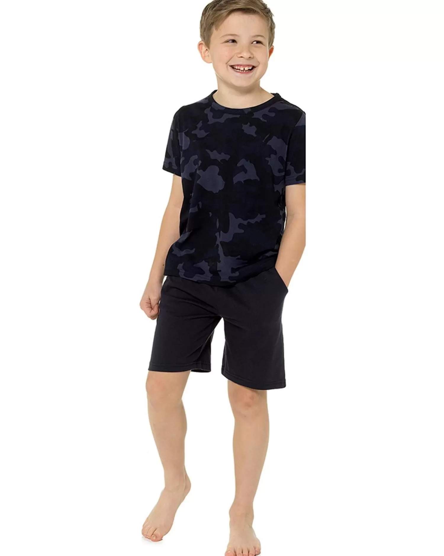 Kids Foxbury Boys Blue Camo Short Pyjamas