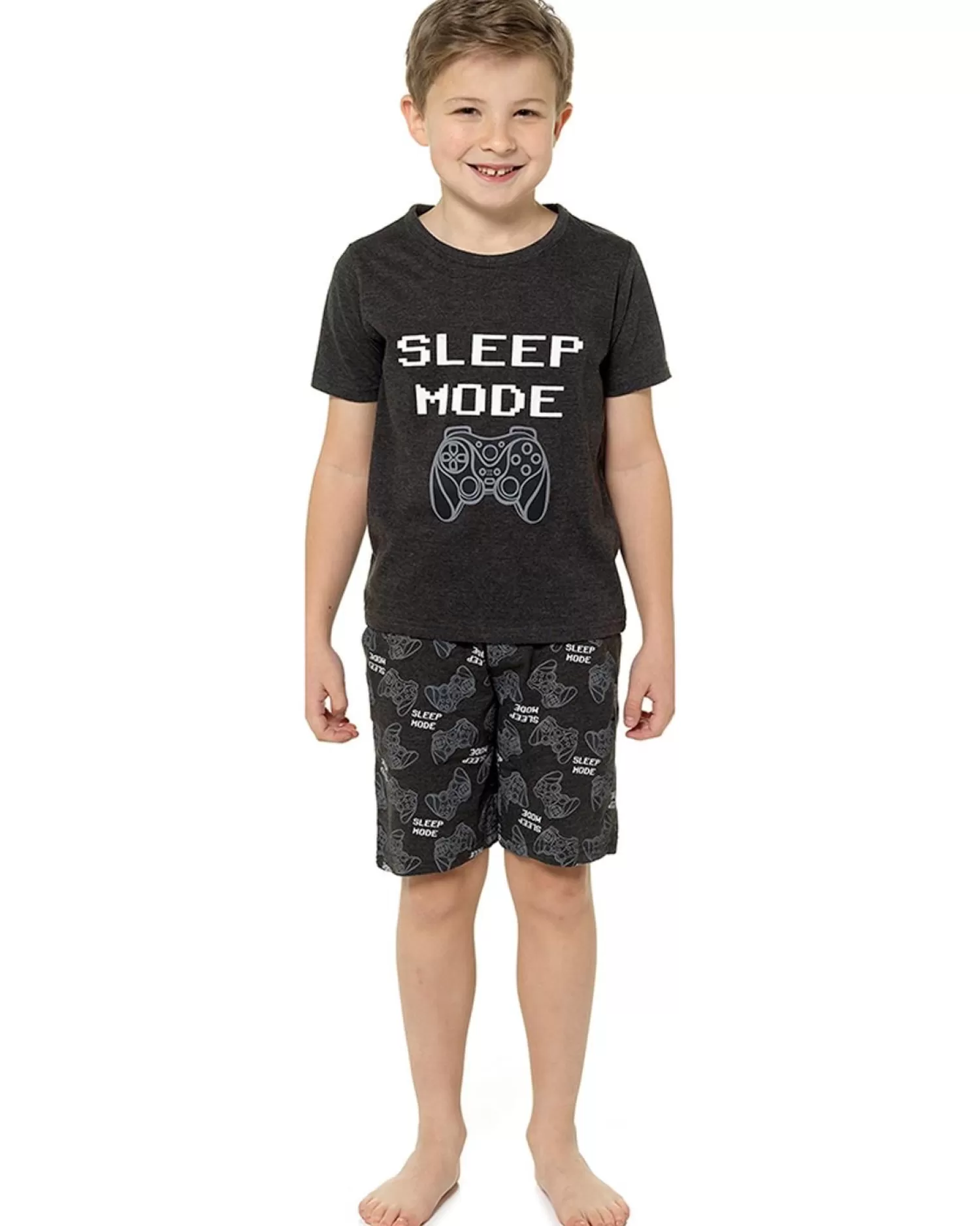 Kids Foxbury Boys Charcoal Gaming Short Pyjamas