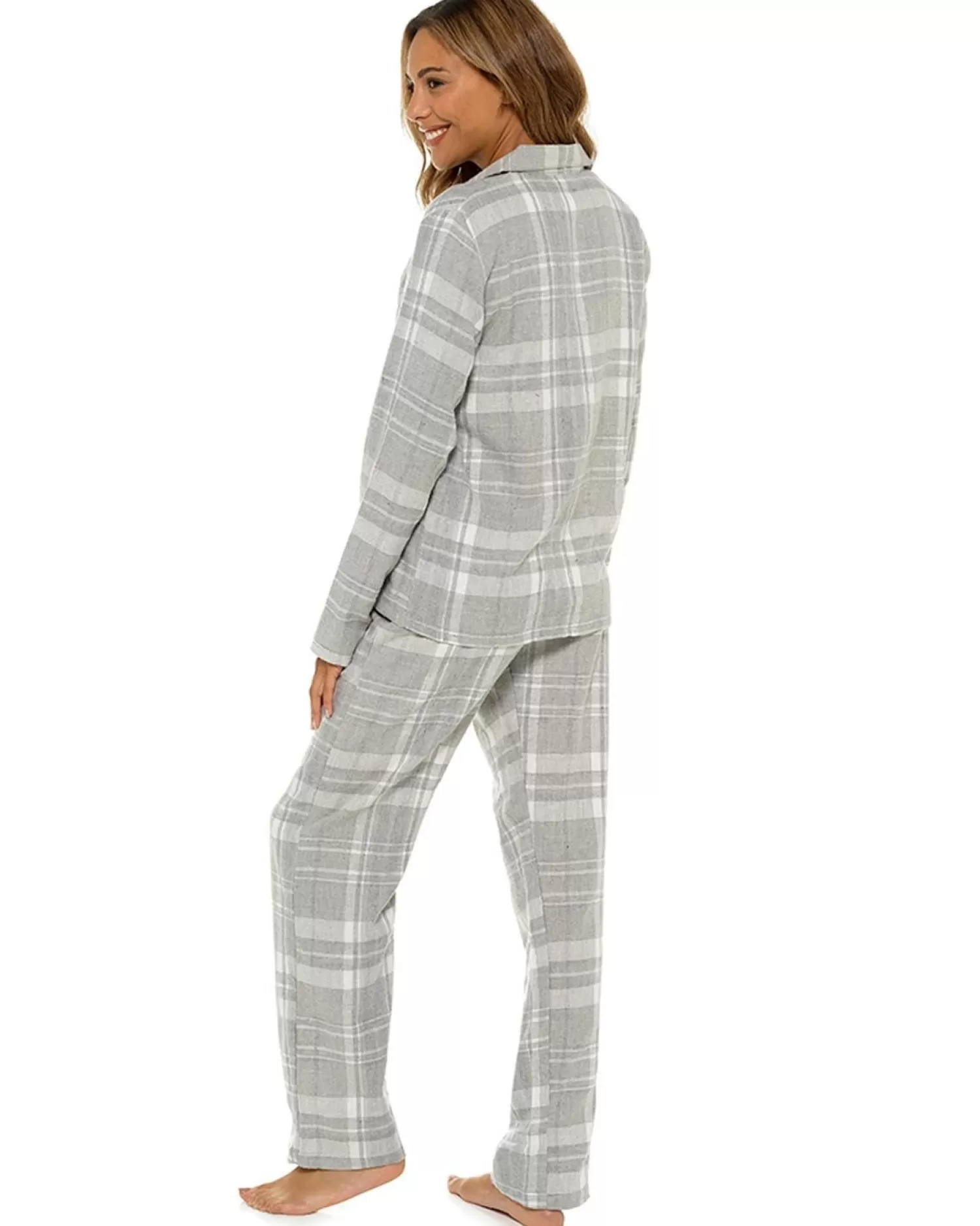 Foxbury Pyjamas | Check Button Pyjamas In A Bag - Grey