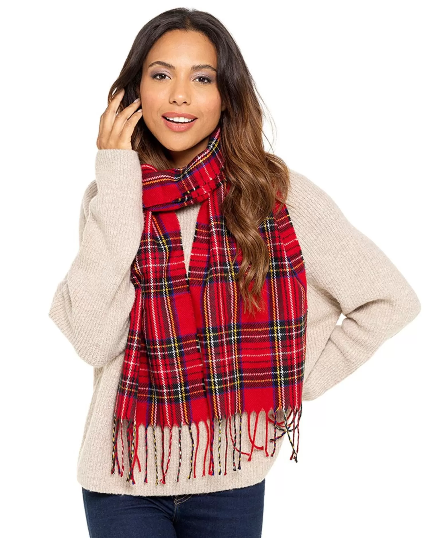 Foxbury Scarves | Check Print Scarf - Red