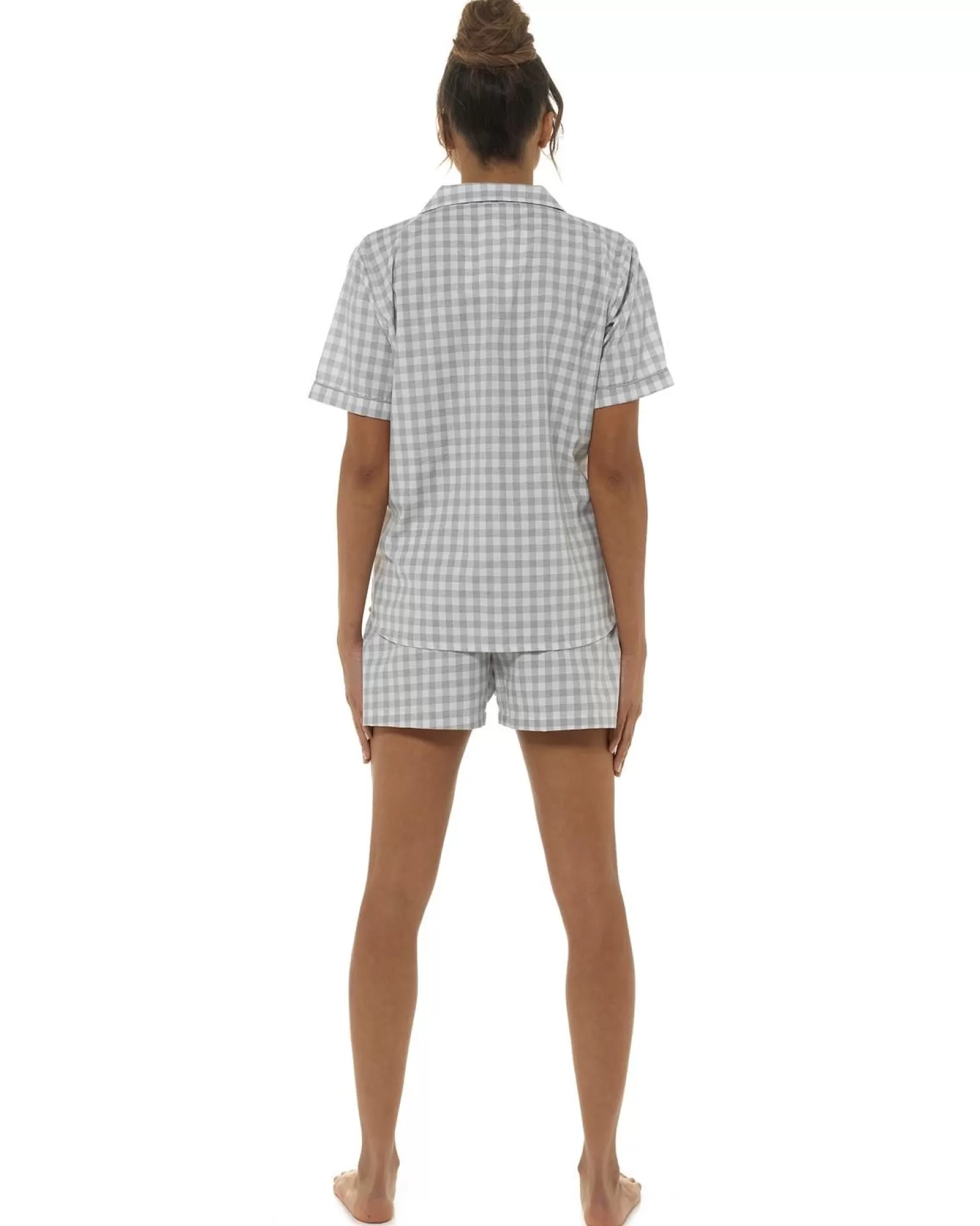 Foxbury Pyjamas | Check Short Pyjamas With Gift Bag - Grey