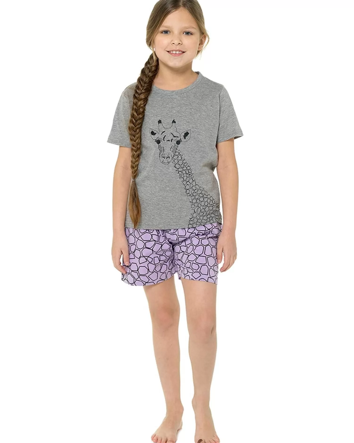 Kids Foxbury Girls Giraffe Short Pyjamas