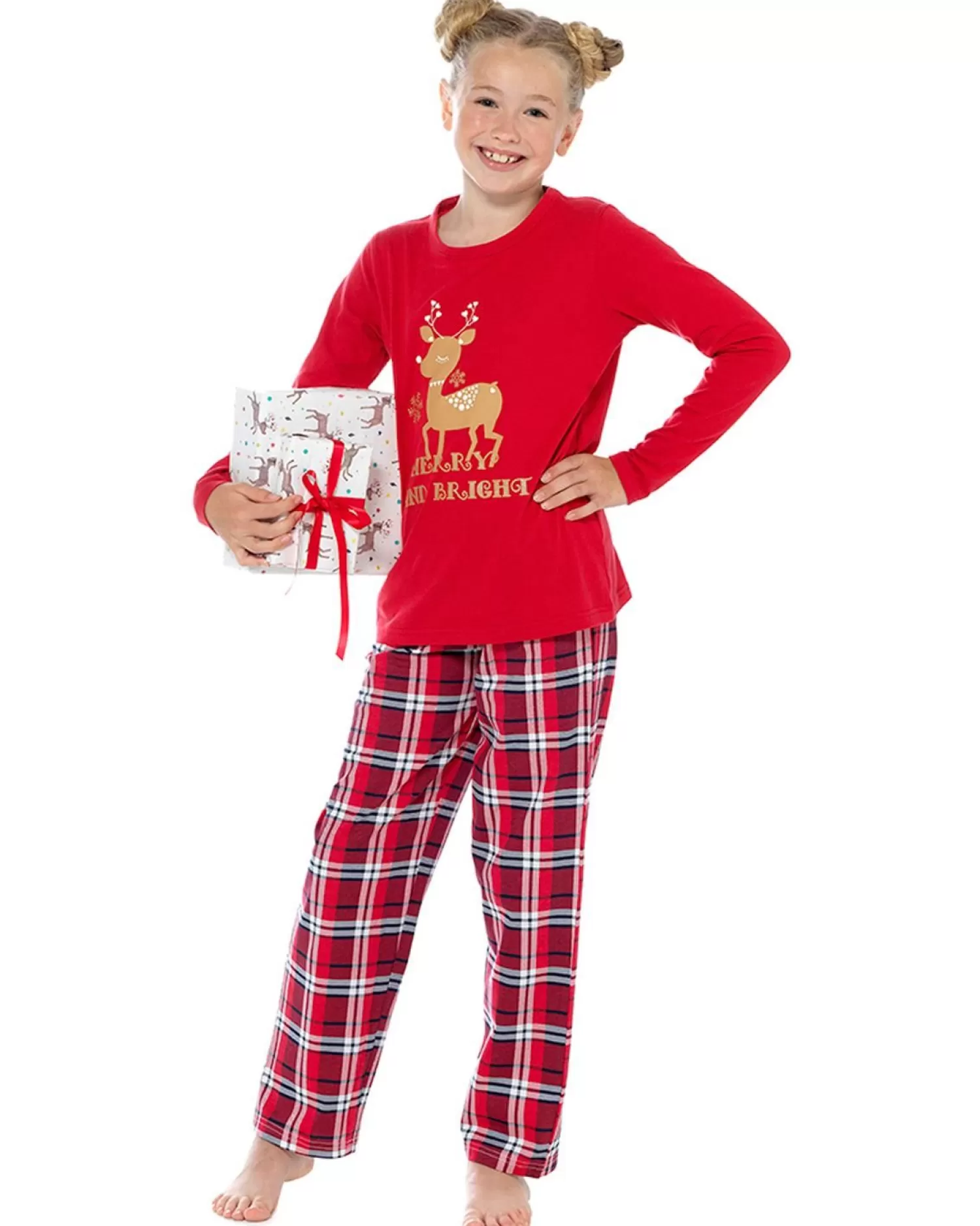 Kids Foxbury Girls Merry & Bright Christmas Pyjamas