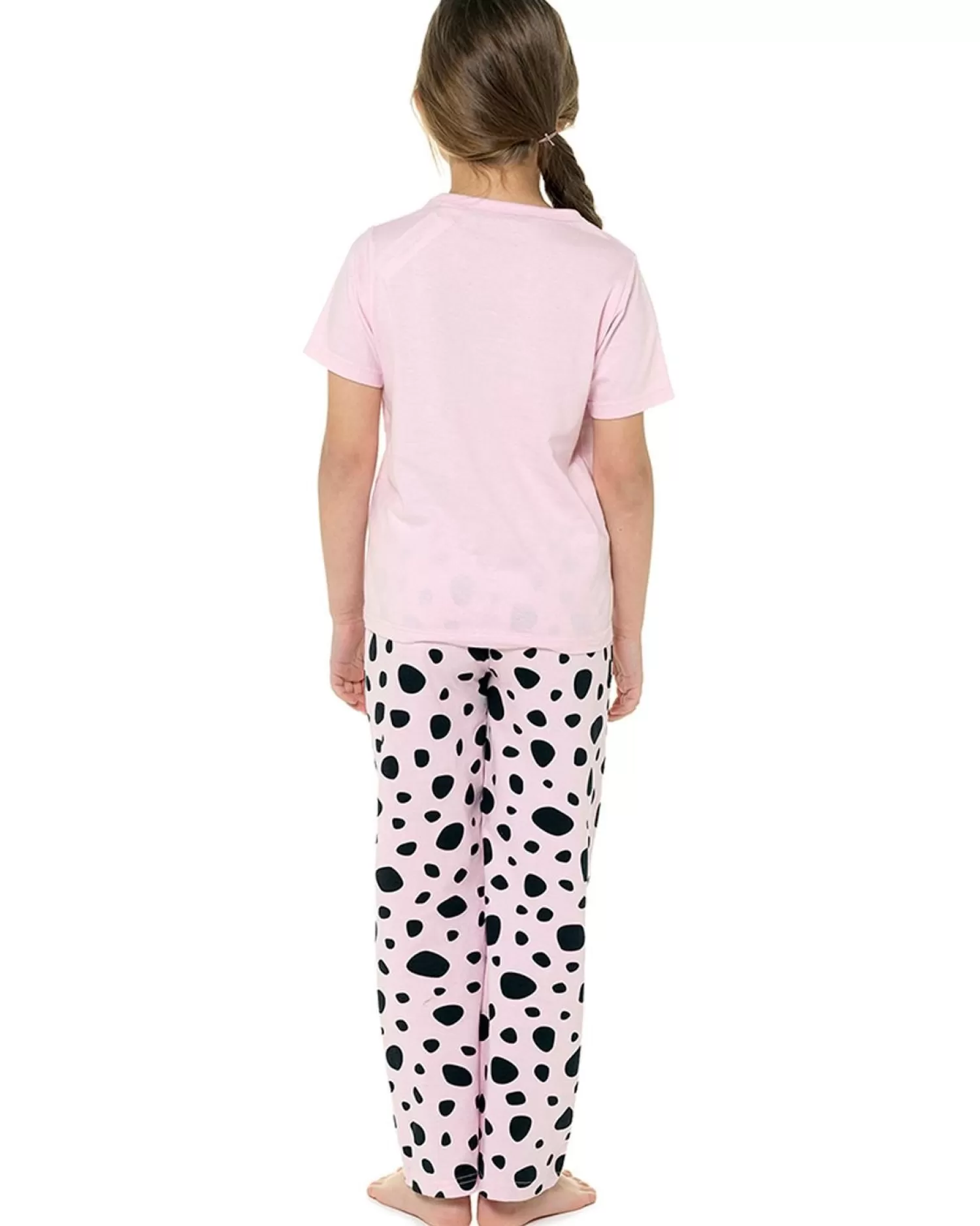 Kids Foxbury Girls Pink Dalmation Long Pyjamas