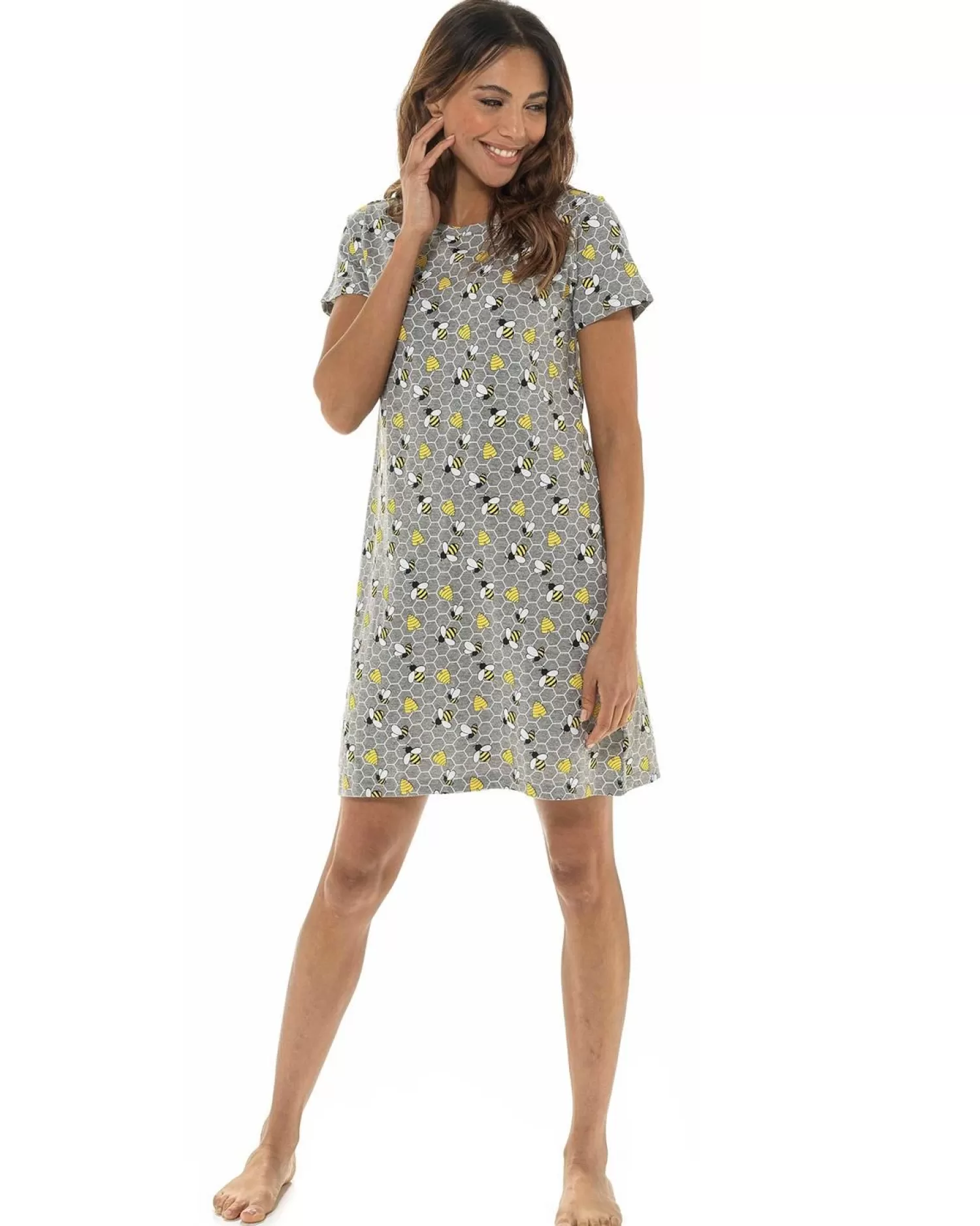 Foxbury Nighties | Grey Bee Print Nightie