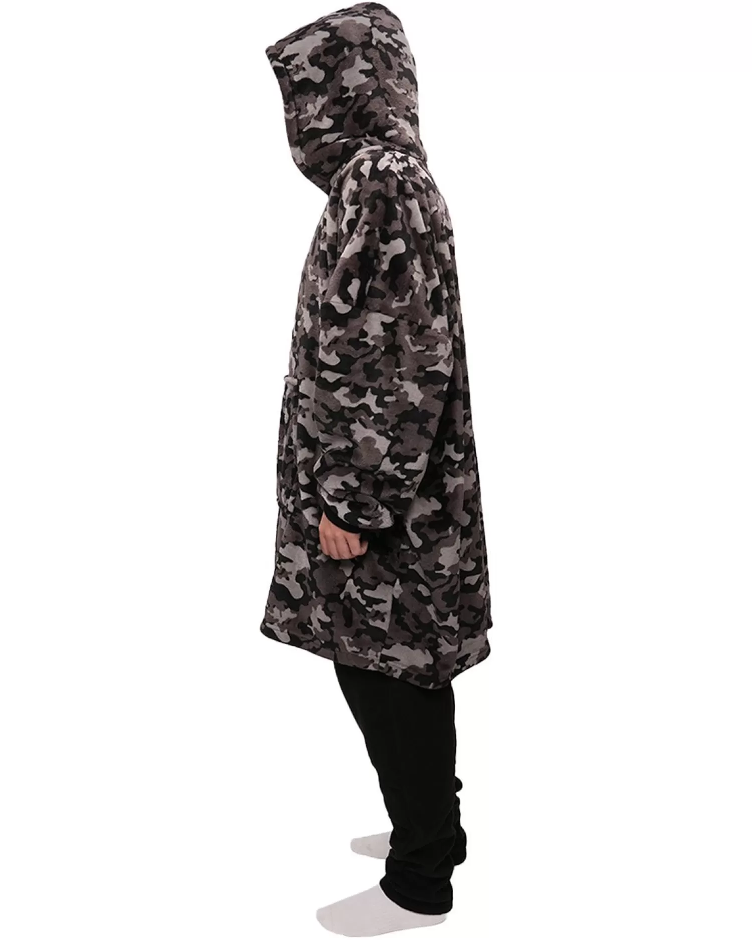 Men Foxbury Grey Camo Print Oversized Hoodie