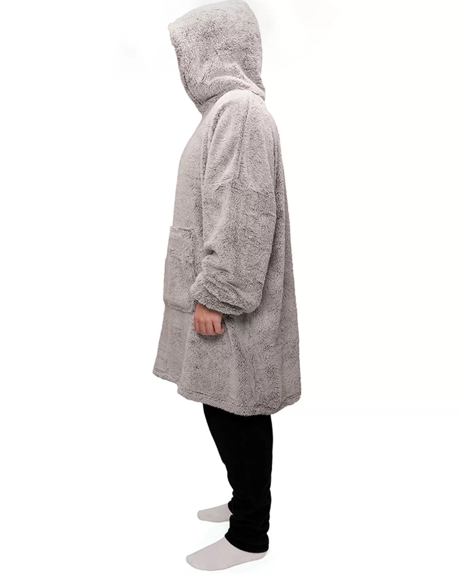 Men Foxbury Grey Shaggy Fleece Oversized Hoodie