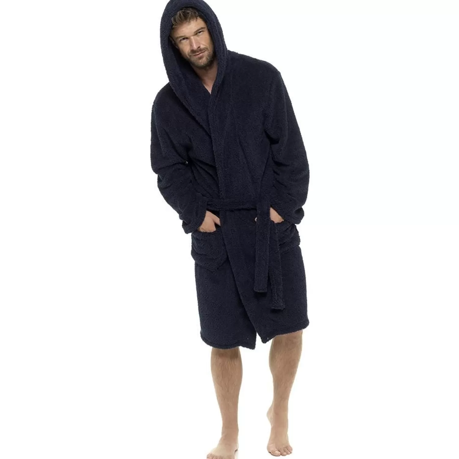 Men Foxbury Hooded Two Tone Dressing Gown - Navy