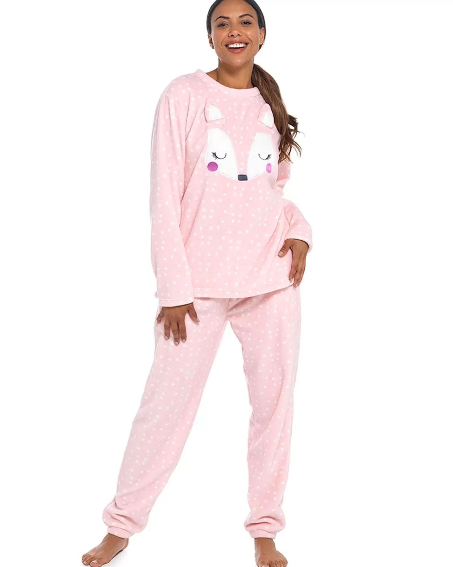 Foxbury Pyjamas | Pink Fox Fleece Pyjamas