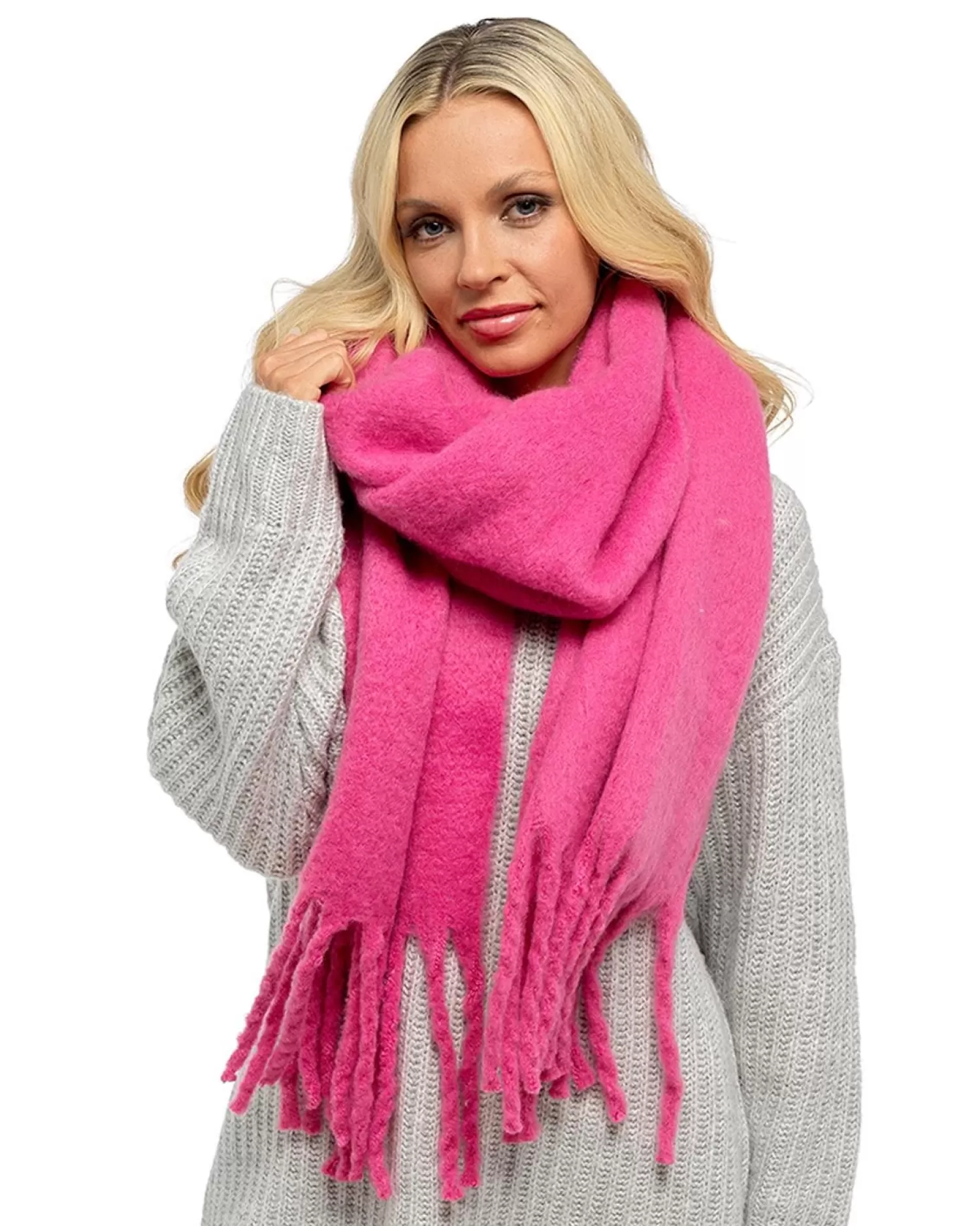 Foxbury Scarves | Plain Brushed Blanket Scarf - Hot Pink